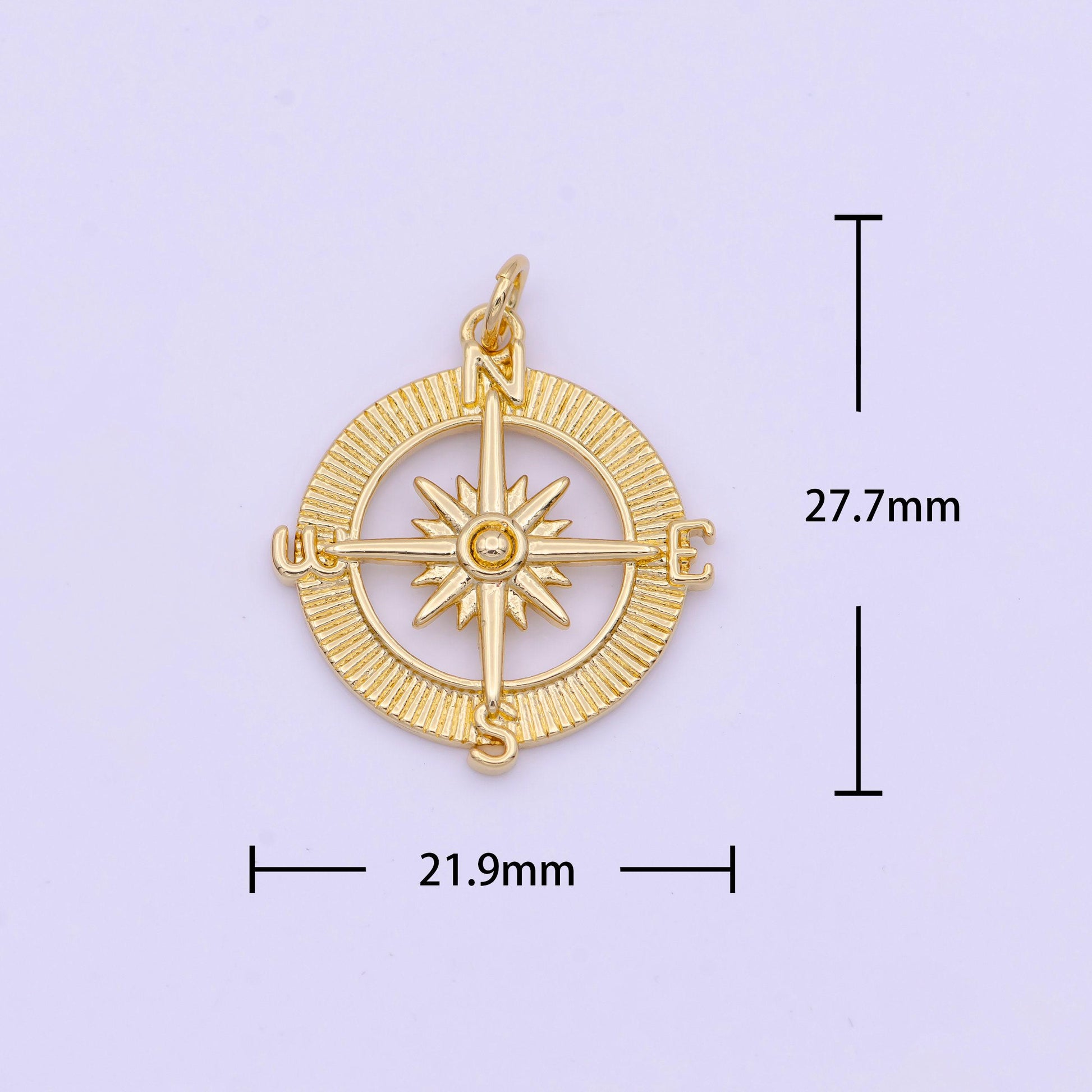 Dainty compass charm, gold compass pendant, north star charm, travel charms, nautical charms for bracelet earring necklace d-573