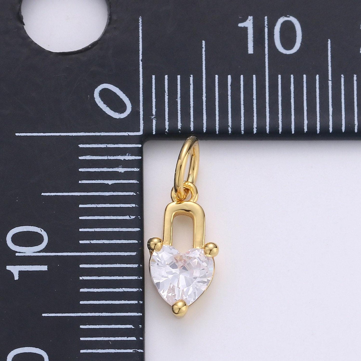 Mini 24k gold heart charms, love charm, cubic charm ,gold love lock charm relationship jewelry inspired