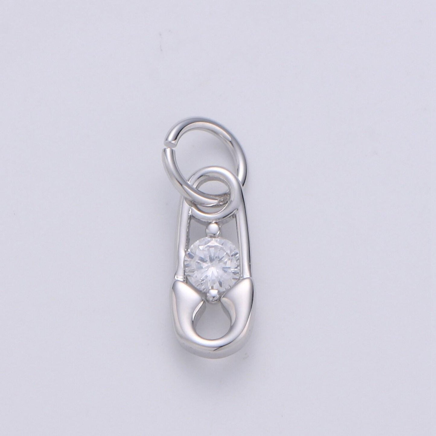 Mini safety pin charm in 24k gold for bracelet earring necklace charm