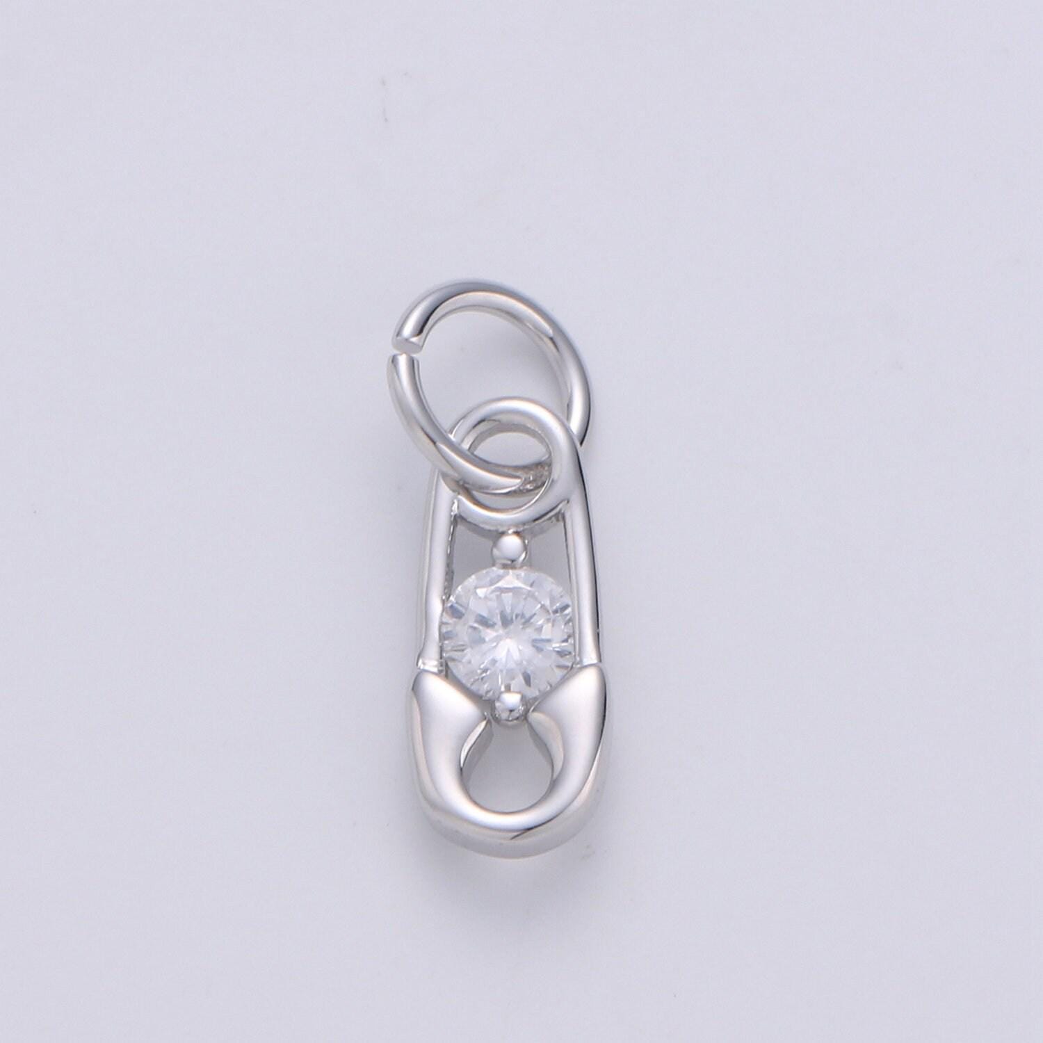 Mini safety pin charm in 24k gold for bracelet earring necklace charm