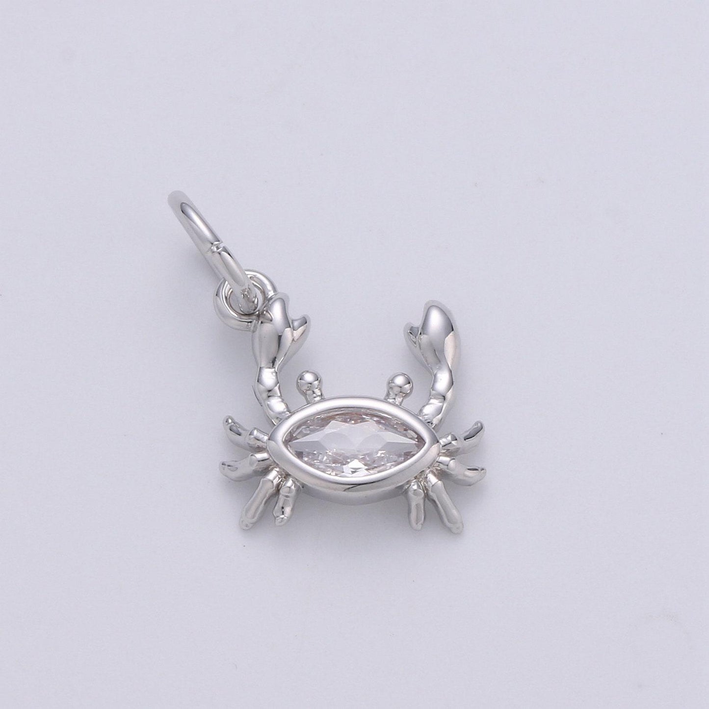 Crab 24k gold tiny charms, crabby charm, gold beach charm, silver crab charm cz under the sea jewelry inspired 1581-1582