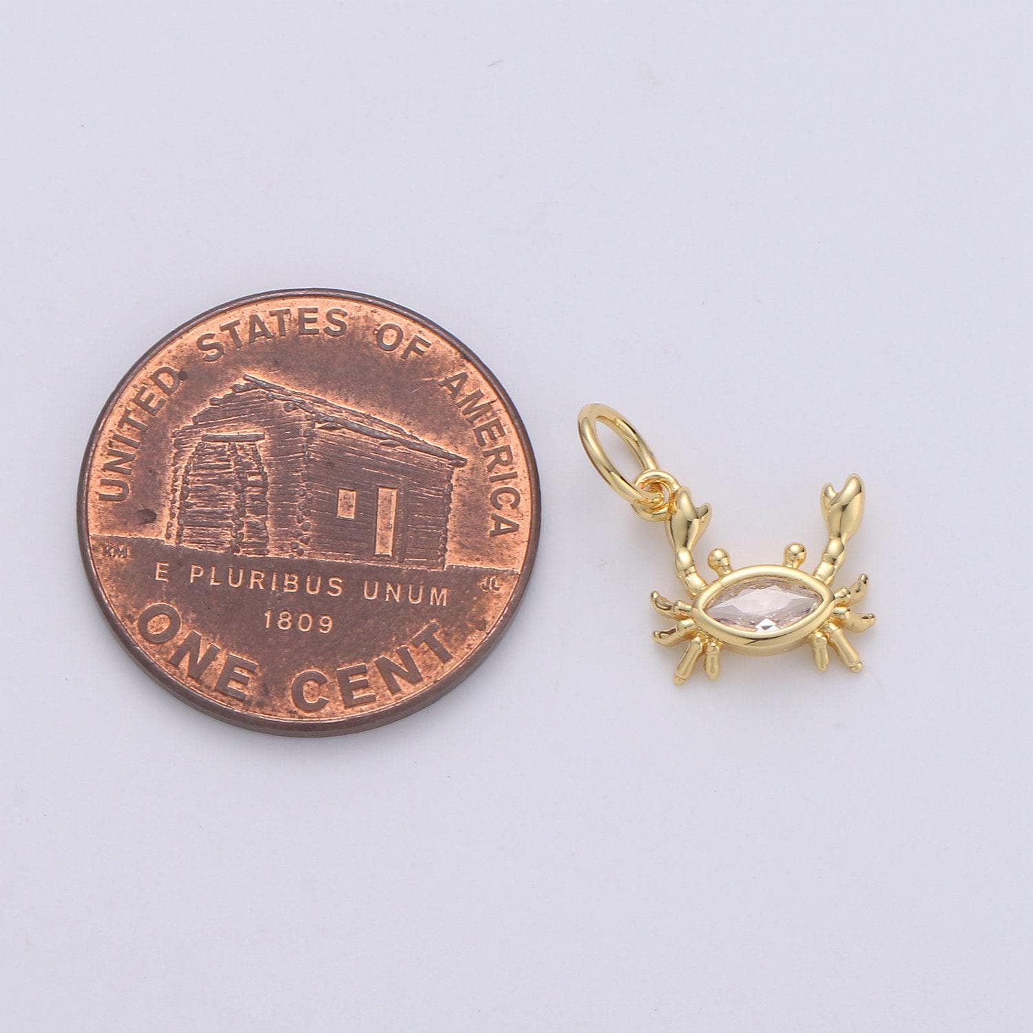 Crab 24k gold tiny charms, crabby charm, gold beach charm, silver crab charm cz under the sea jewelry inspired 1581-1582