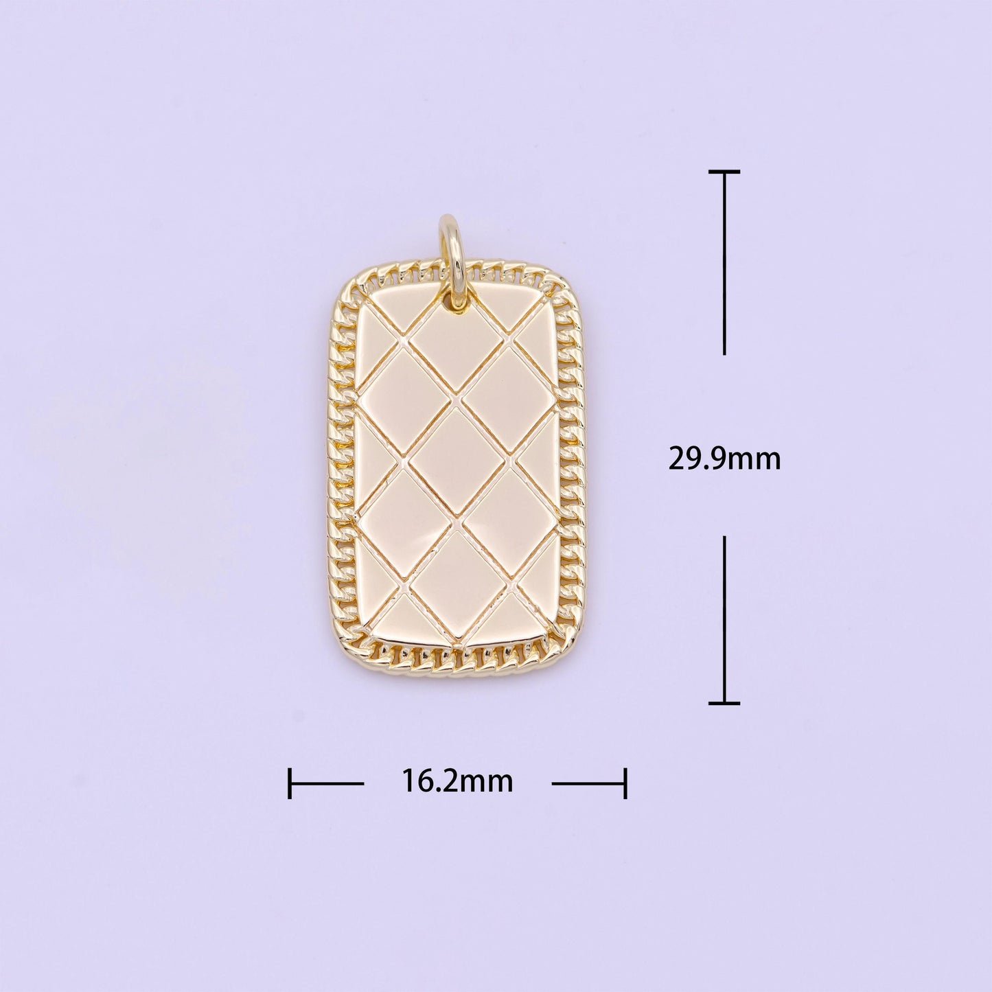 Gold minimalist military tag charm, gold plated dog tag pendant d-492