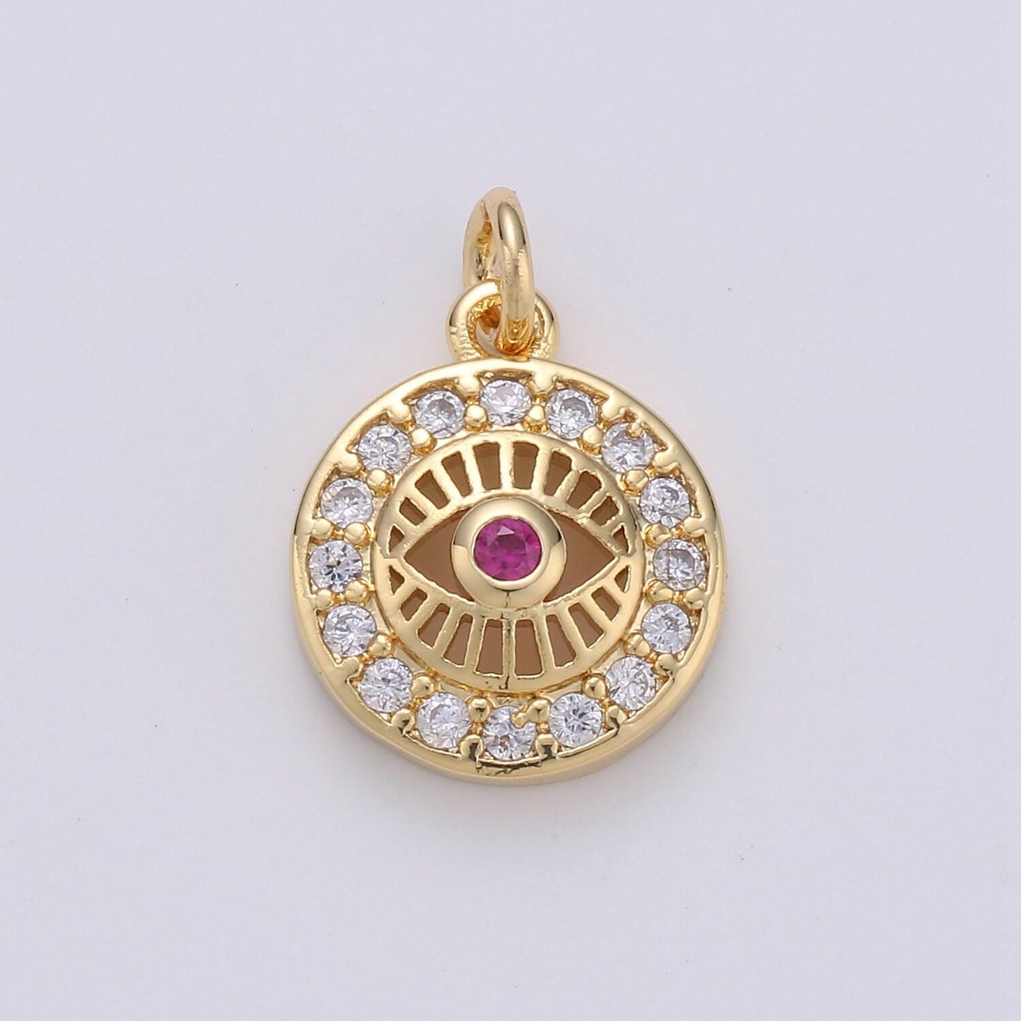 15x10mm 24k gold evil eye, micro pave evil eye charm, turquoise cubic charms, cz gold evil eye beads, pink green blue charms,