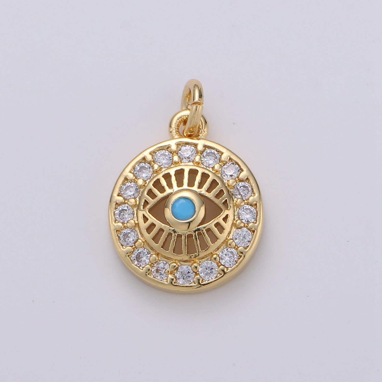 15x10mm 24k gold evil eye, micro pave evil eye charm, turquoise cubic charms, cz gold evil eye beads, pink green blue charms,