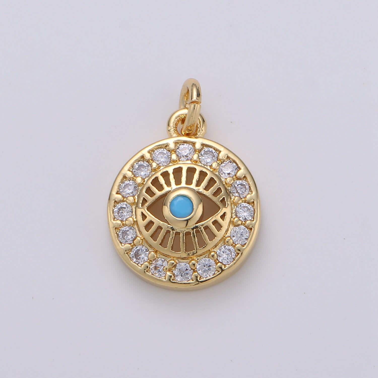15x10mm 24k gold evil eye, micro pave evil eye charm, turquoise cubic charms, cz gold evil eye beads, pink green blue charms,