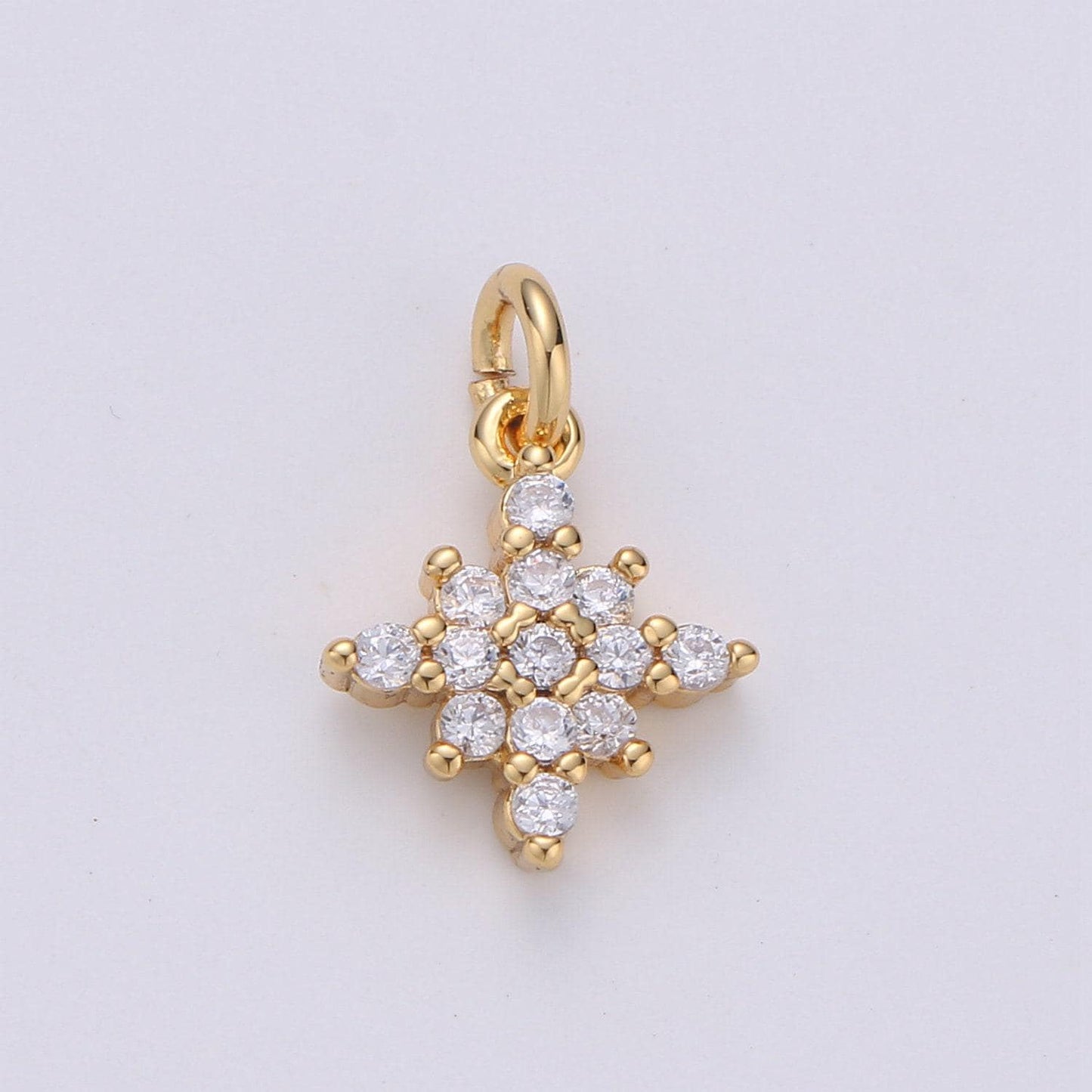 1pc dainty 24k gold micro pave cz north star pendant charm, north star pendant charm, silver star pendant, for diy jewelry making d463 d464