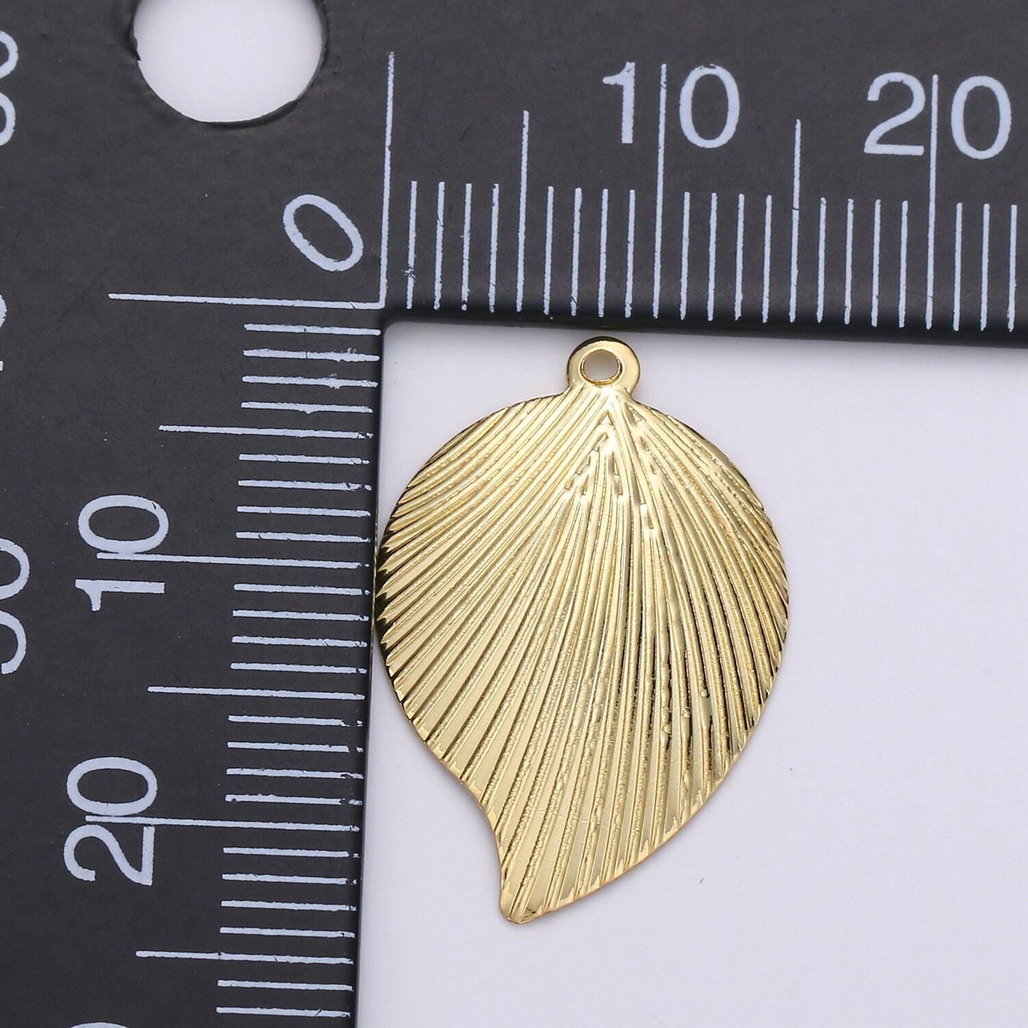 Dainty flat leaf charm pendant gold leaf petal charm for diy jewelry making 24k gold findings