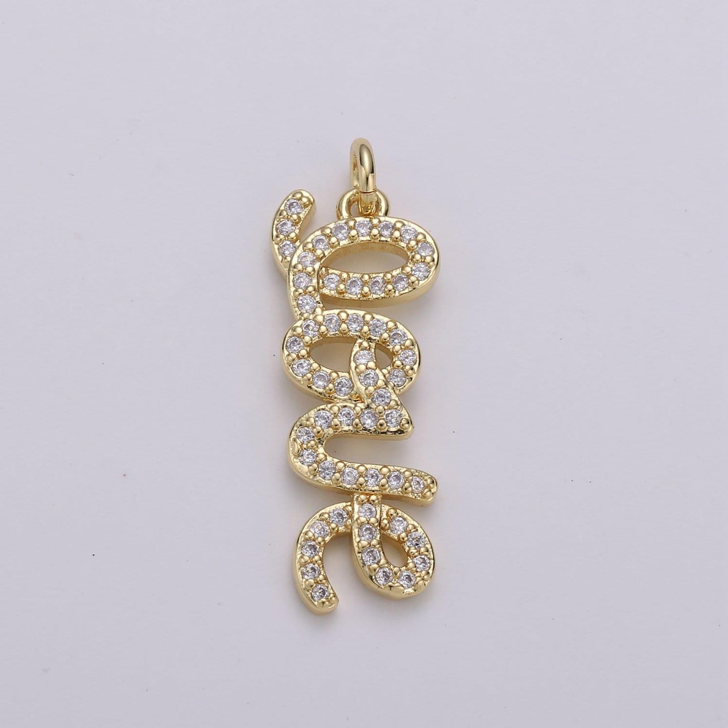 Silver love charm pendant cz micro pave, love words pendant charm, gold dangle charm, word charm, love pendant cubic zirconia charm | d-457
