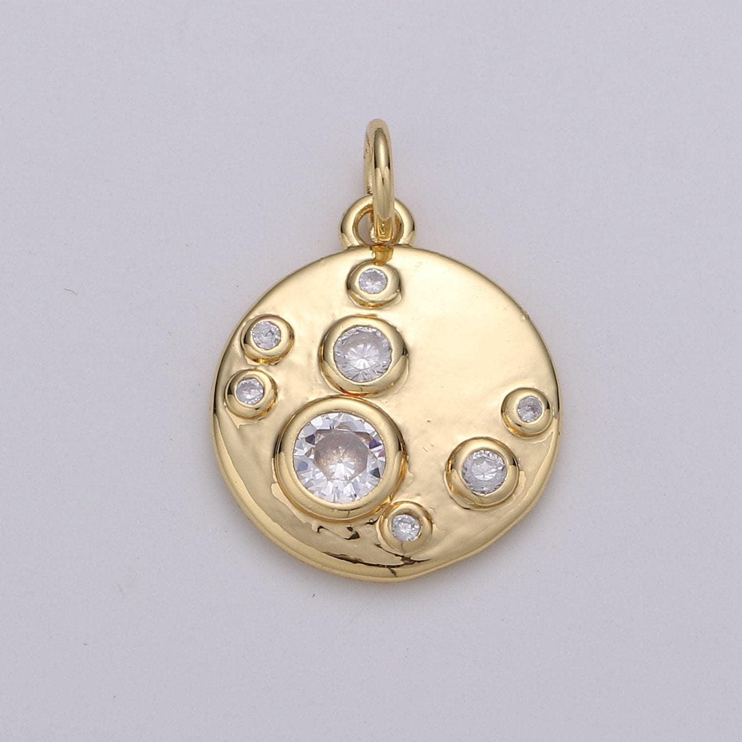 Gold charm, bubble charm, bubble pendant, bubble coin charm, tiny bubble charm 14k gold charm, chgf-1437