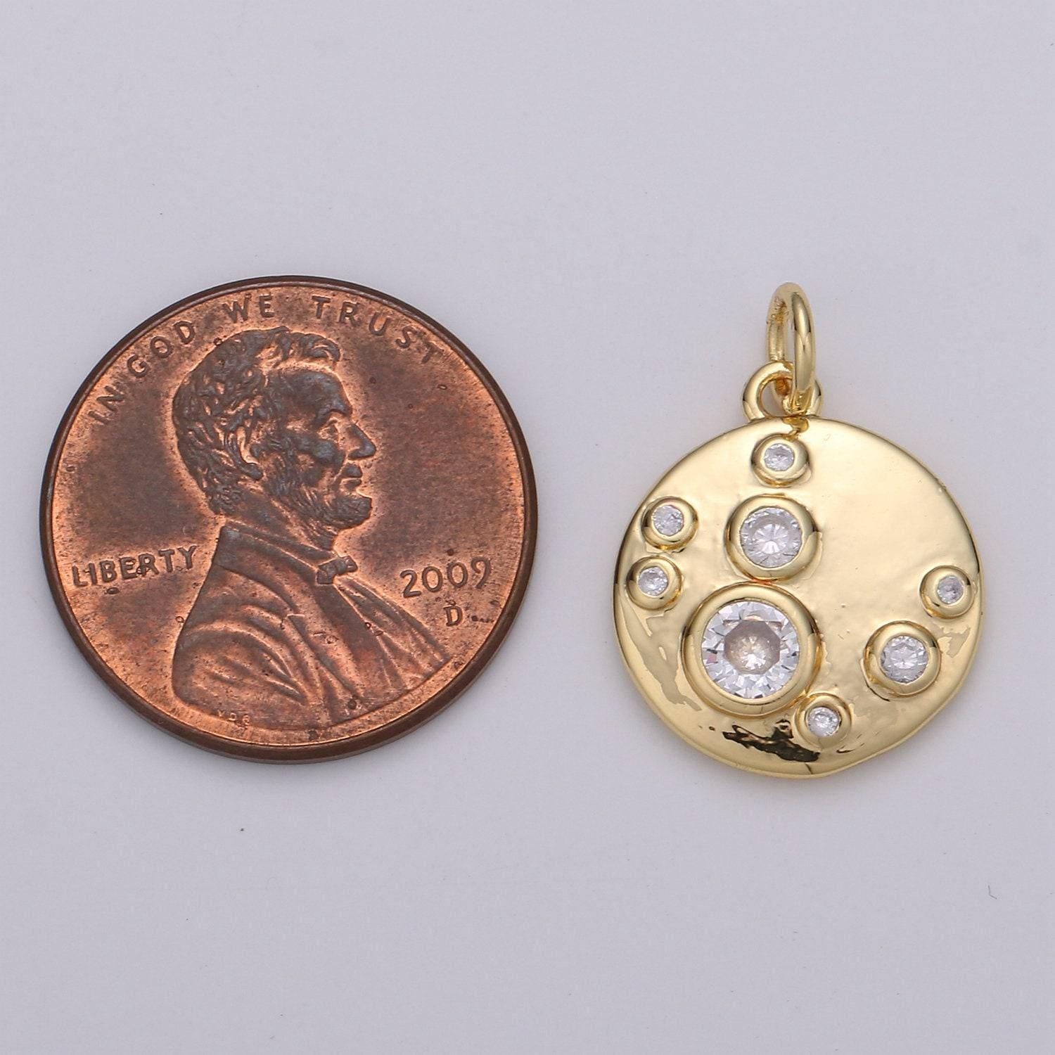 Gold charm, bubble charm, bubble pendant, bubble coin charm, tiny bubble charm 14k gold charm, chgf-1437
