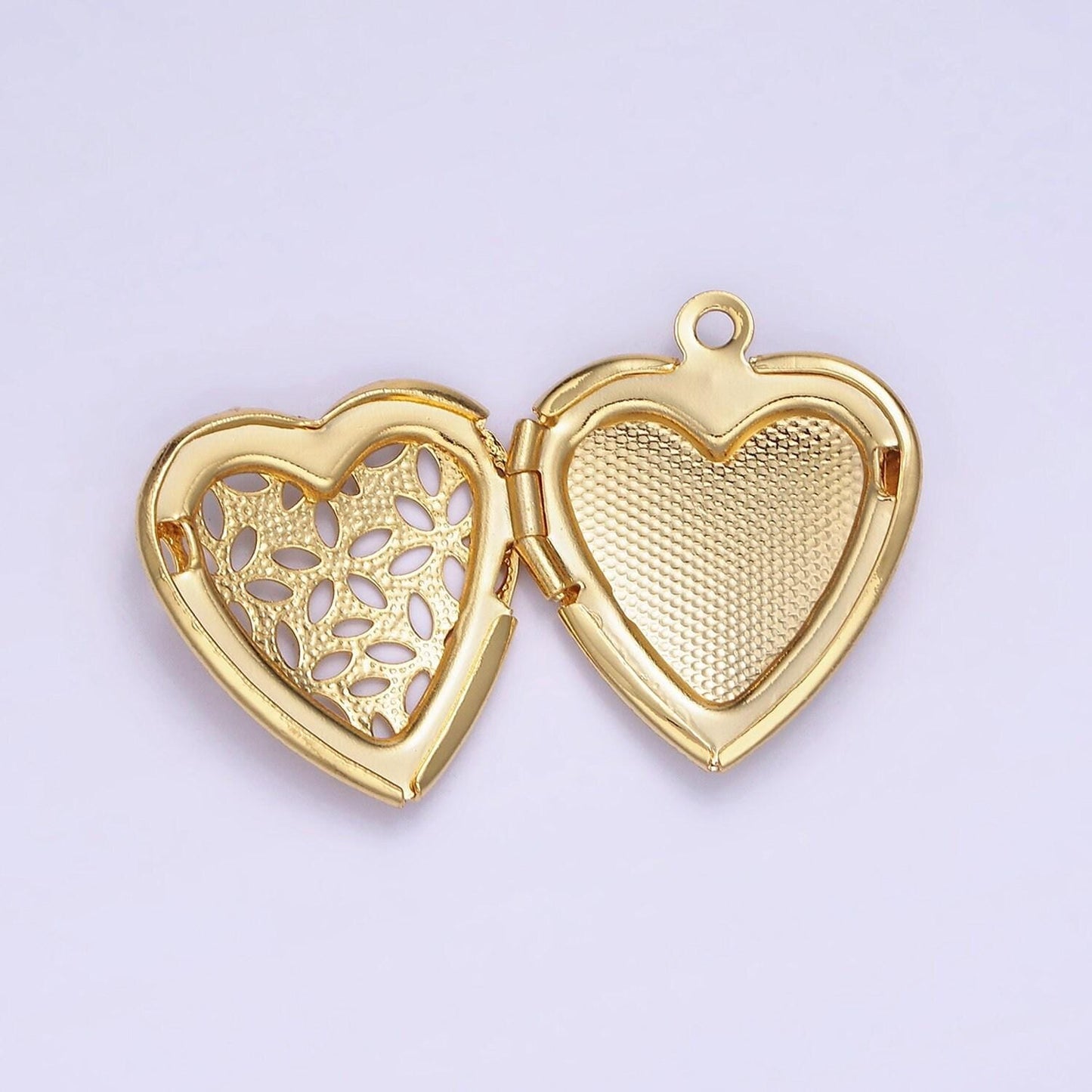 14k gold filled open floral flower locket pendant in gold & silver | d399
