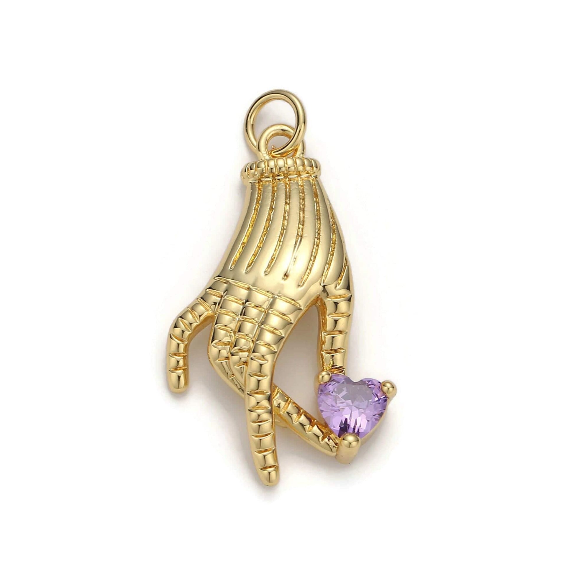 1pc 24k gold micro pave cz heart pendant charm, heart in hand micro pave cz pendant charm, pendant, for diy jewelry d-39