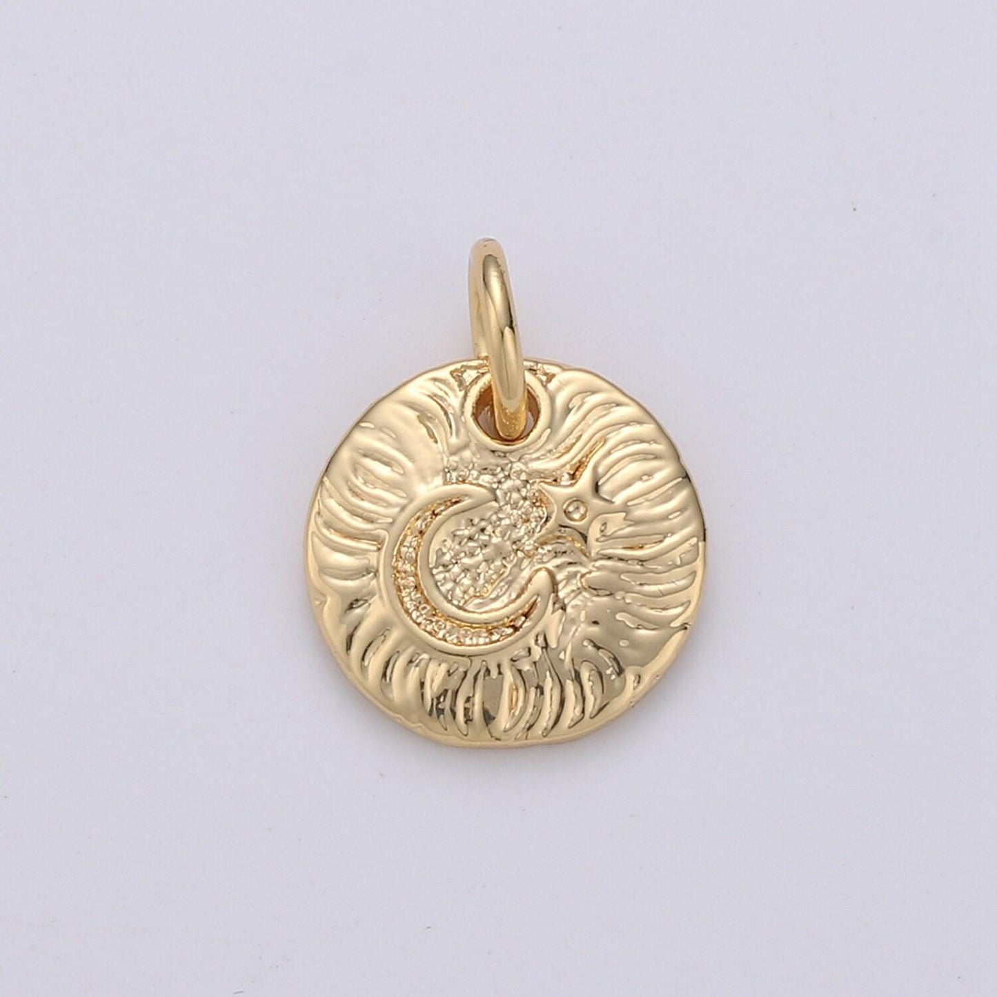 Celestial jewelry gold crescent moon charm rustic coin disc charm jewelry making supply 24k gold findings chgf-1400, 1401