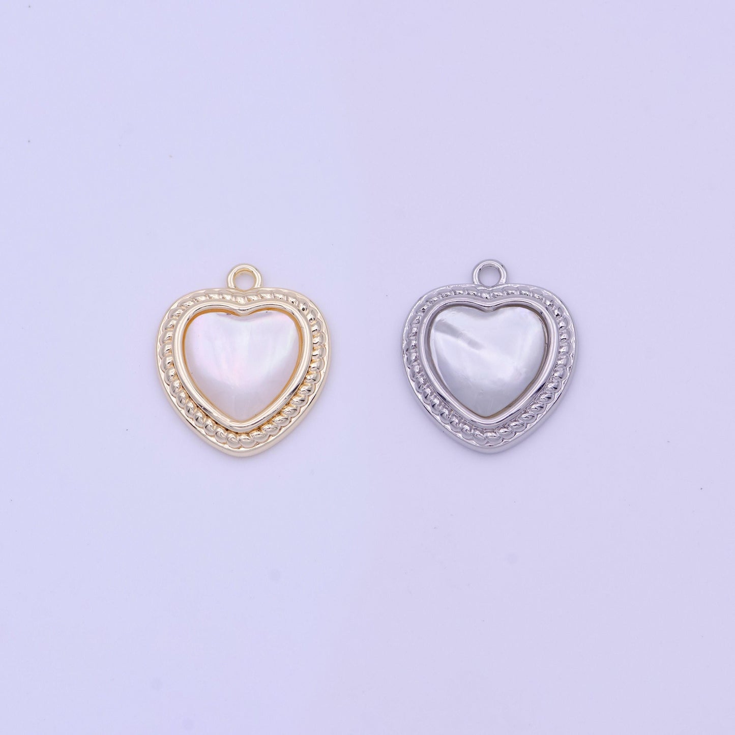 Mini pearl heart charm gold heart charm silver pearl heart pendant d-290 d-333