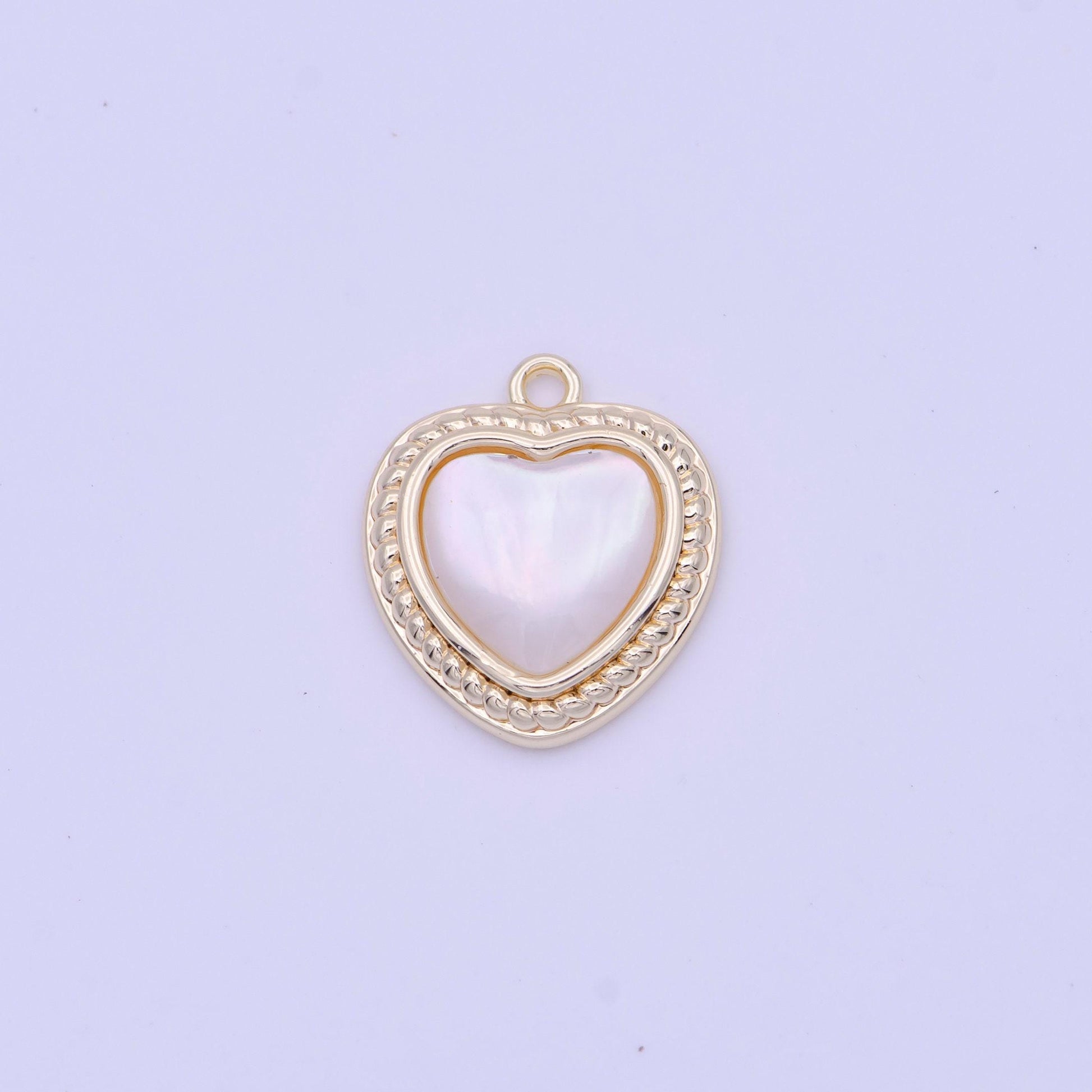 Mini pearl heart charm gold heart charm silver pearl heart pendant d-290 d-333