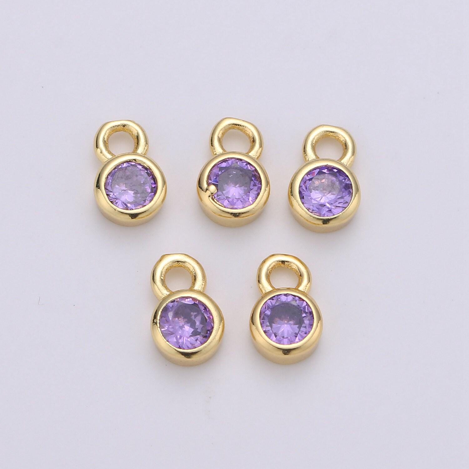 1pc 14k gold micro pave cz geometric pendant charm,micro pave cz circle pendant charm, charm,diy jewelry 4x6mm,chgf-1039-50