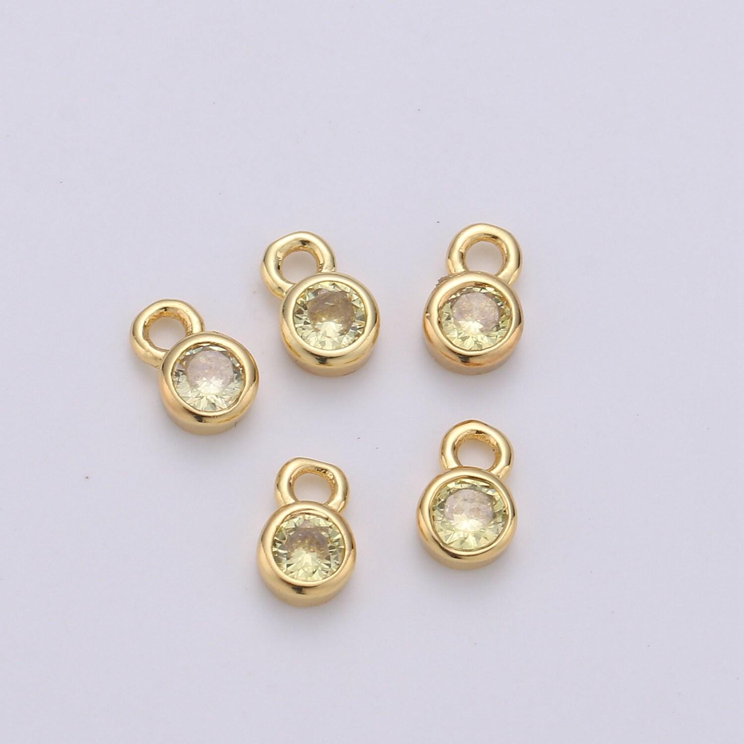 1pc 14k gold micro pave cz geometric pendant charm,micro pave cz circle pendant charm, charm,diy jewelry 4x6mm,chgf-1039-50