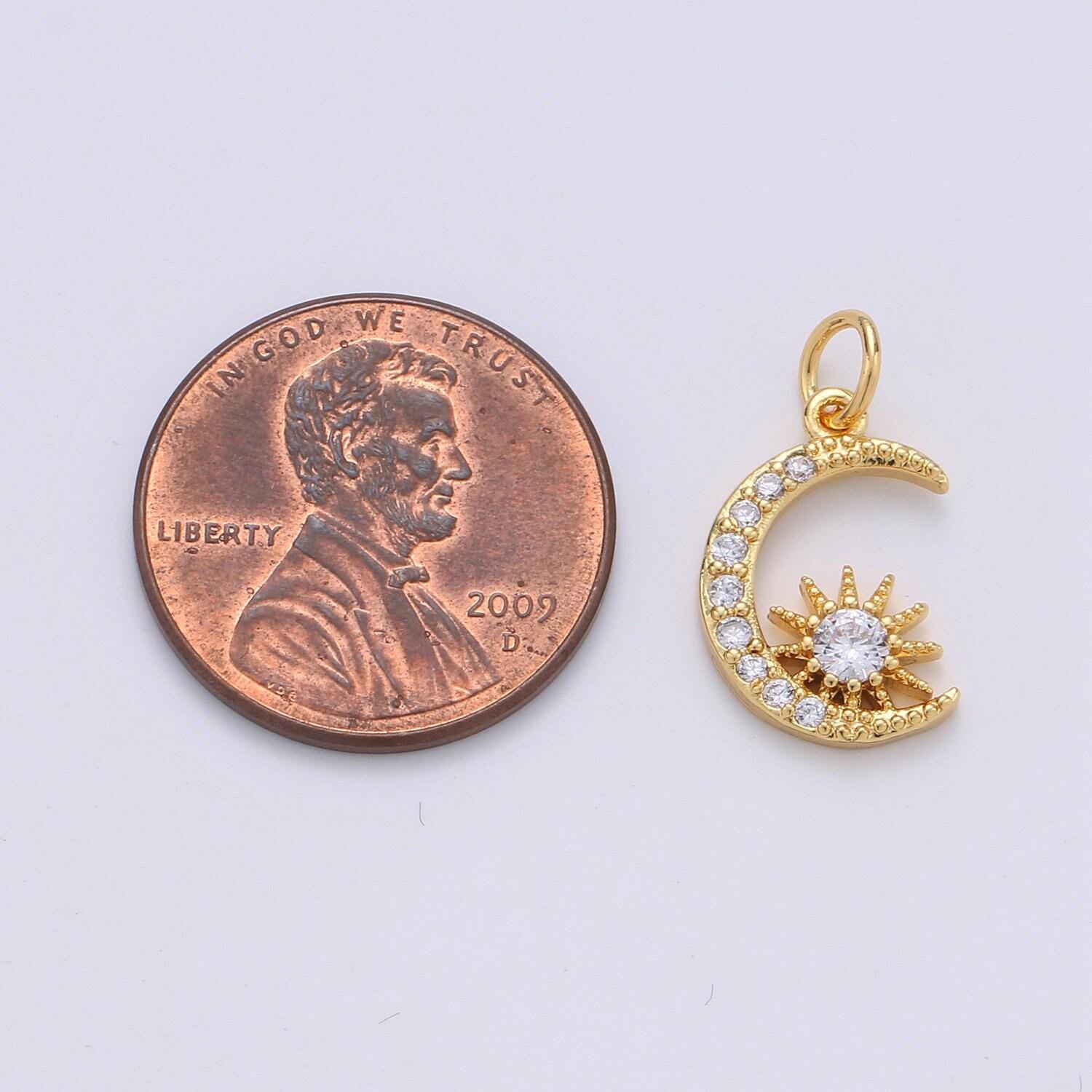 1pc 24k gold micro pave moon charm, cubic star moon pendant charm, charm, for diy necklace bracelet earring, chgf-1264