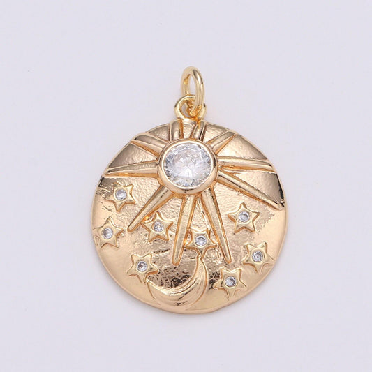 Northstar in the galaxy 18k gold charm, asteroid charm, planetoid pendant, star coin charm, sirius charm, cubic star charm