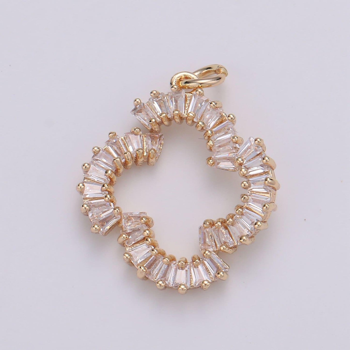 Baguette cubic pave charm on 18k gold , micro pave cz small x charms, dainty pave cross charm, kiss charms for jewelry supply