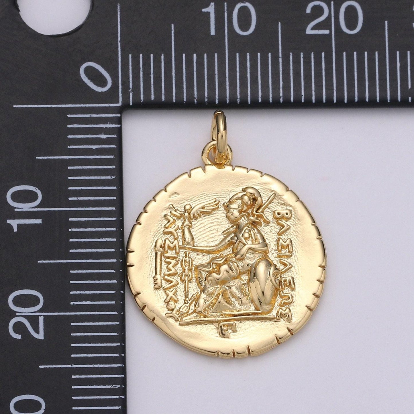 14k gold macedonia ancient coin pendant, greek warrior alexander coin pendant, warrior coin pendant, hercules coin pendant