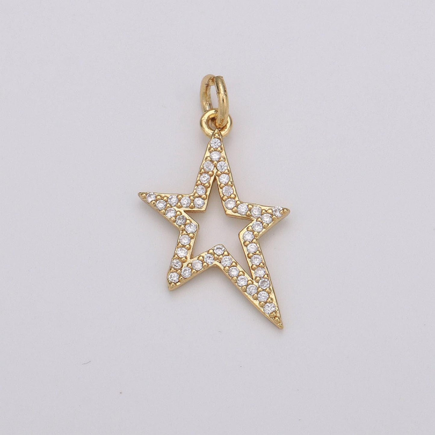 1pc gold micro pave star charm, cubic zirconia star pendant charm, charm, for diy jewelry,d-197