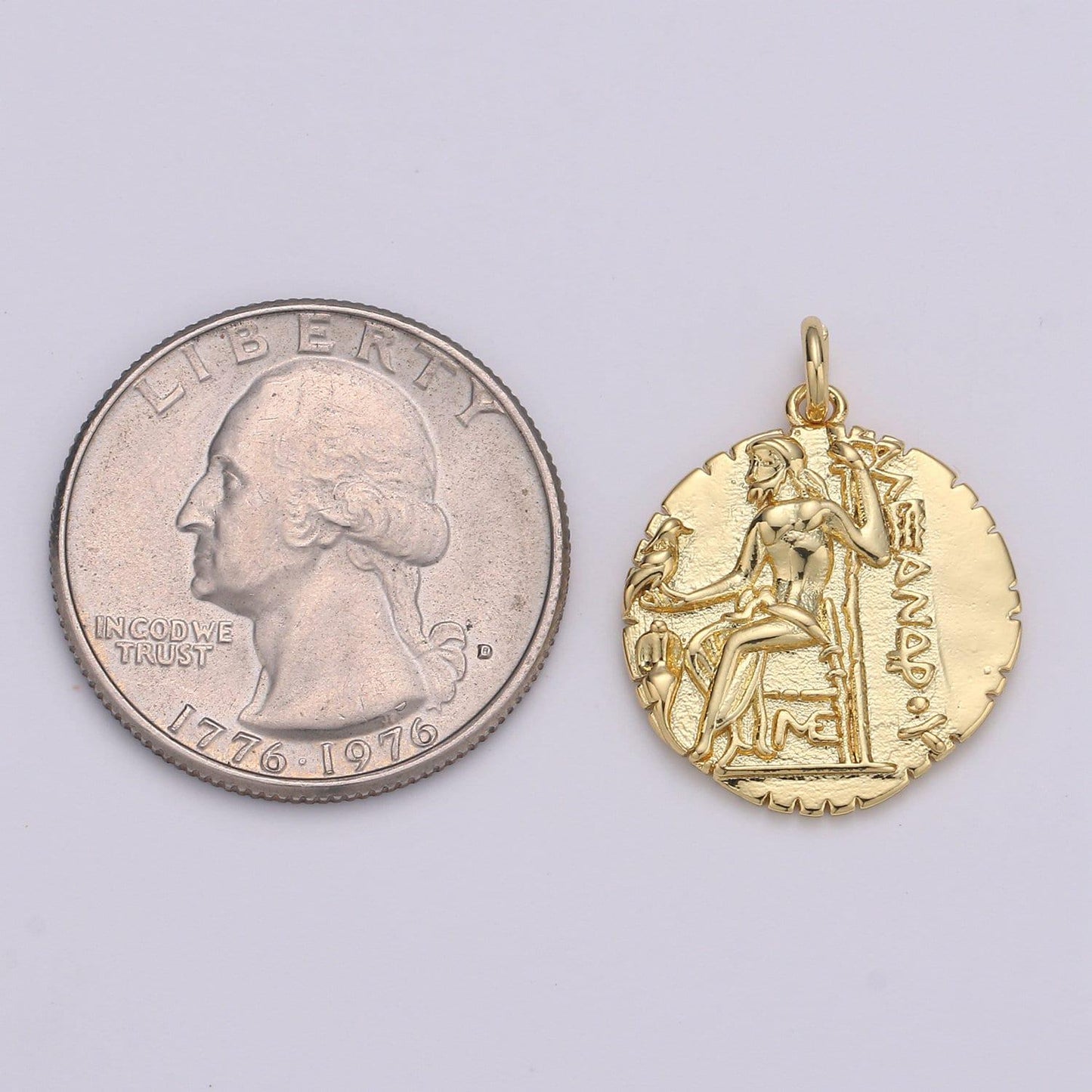 14k gold ancient gold coin pendant, greek warrior alexander the great coin pendant, earing diy, roman coin pendant, earing coin, d-151