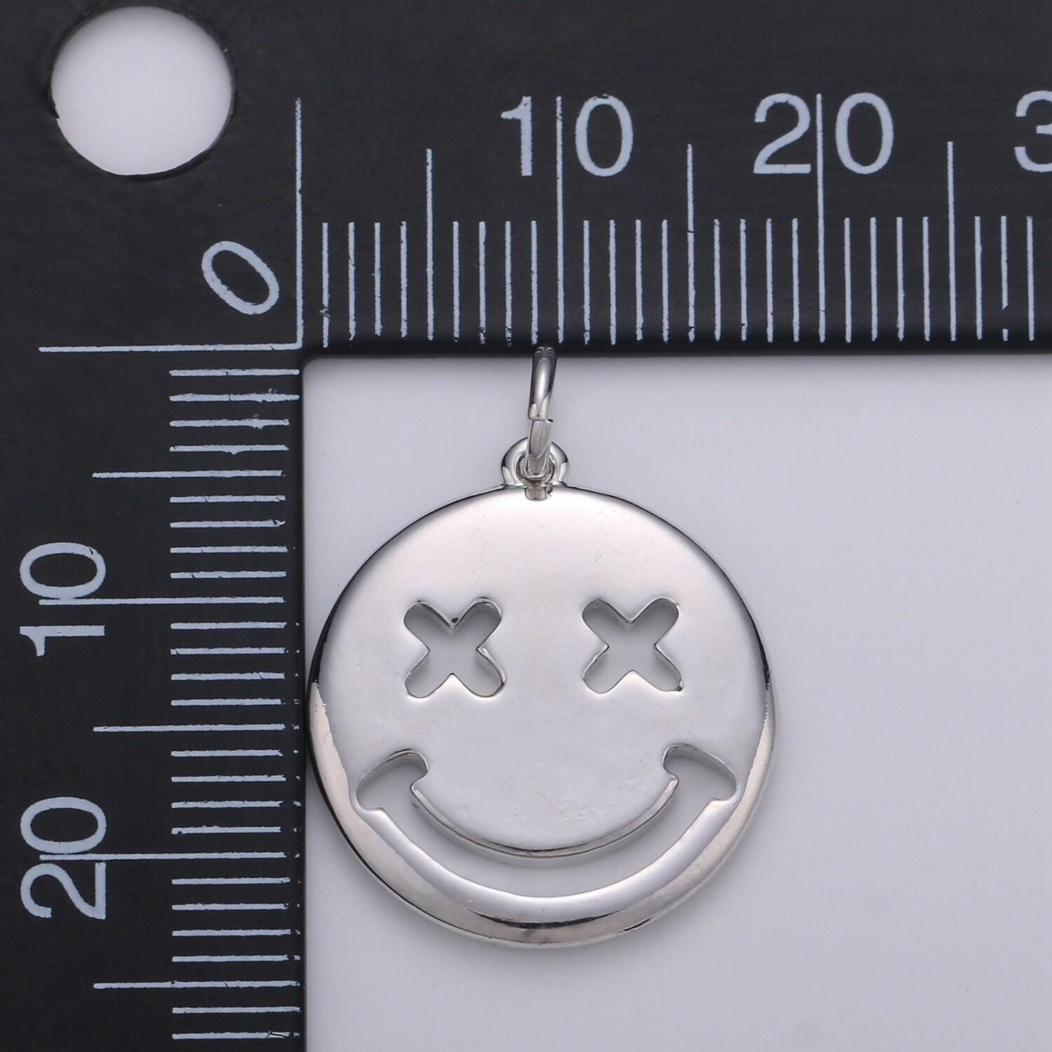 Double sided gold happy face charm smile face charms emoticon silver round charm,dainty smile charm summer trend jewelry chgf-1154