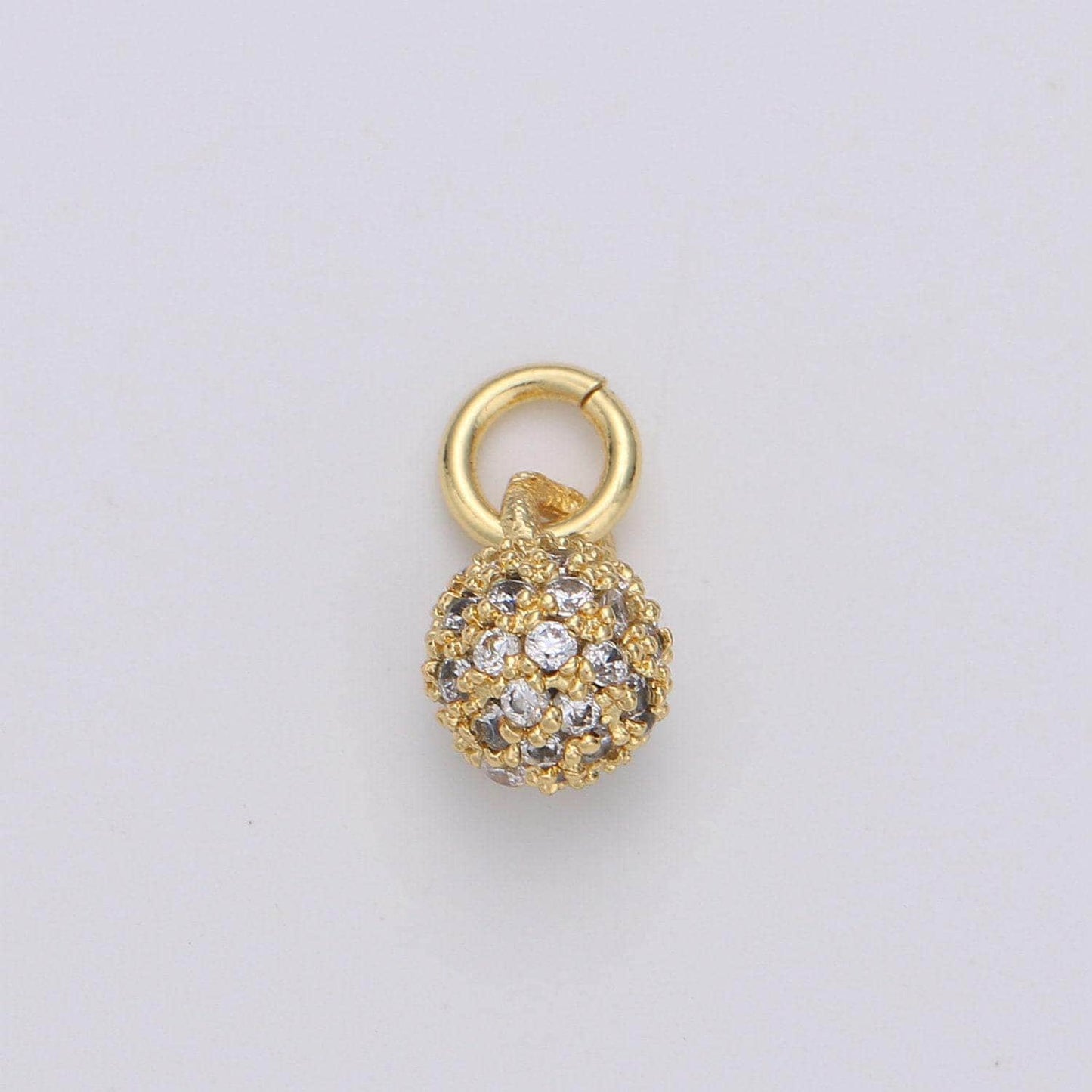 Tiny ball pendant small ball charm for handmade jewelry supplies 24k gold charm micro pave cubic ball charm disco ball, d-117