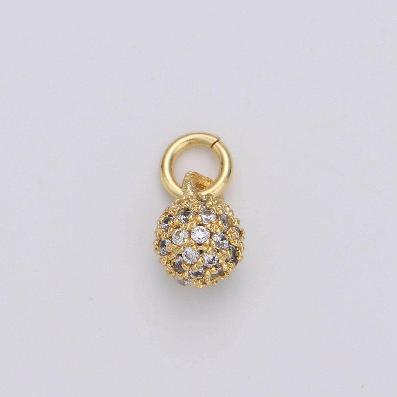 Tiny ball pendant small ball charm for handmade jewelry supplies 24k gold charm micro pave cubic ball charm disco ball, d-117