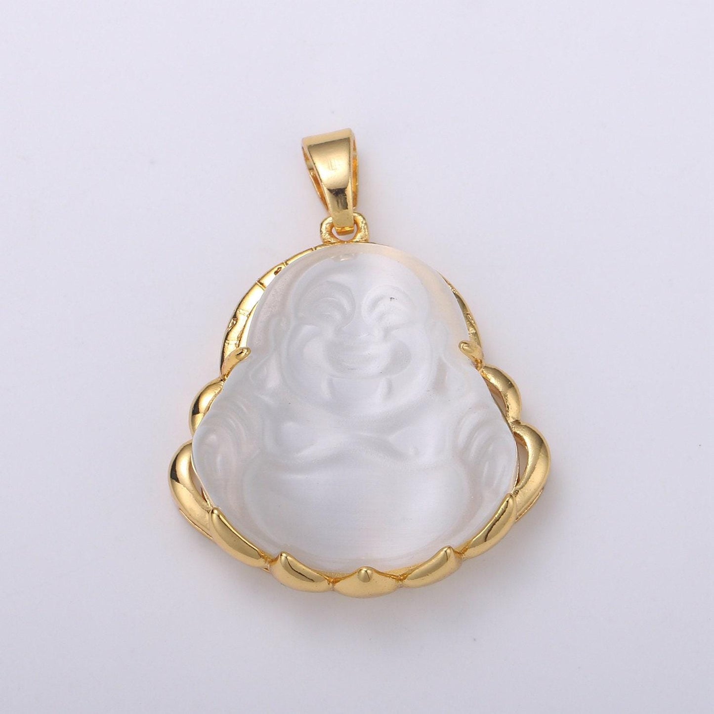 Dainty gold buddha pendant for necklace laughing buddha charm tiger eye buddha pendant