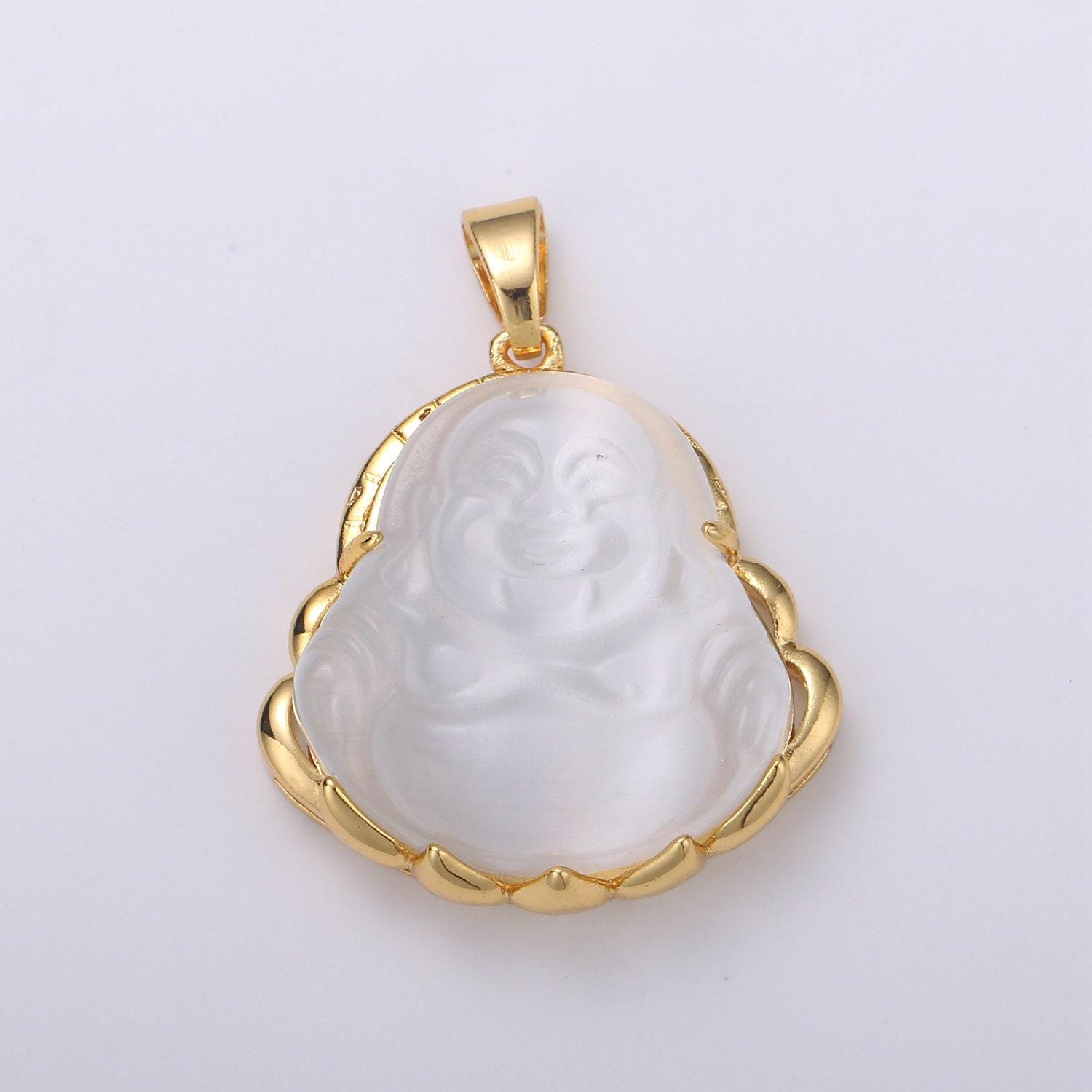 Dainty gold buddha pendant for necklace laughing buddha charm tiger eye buddha pendant