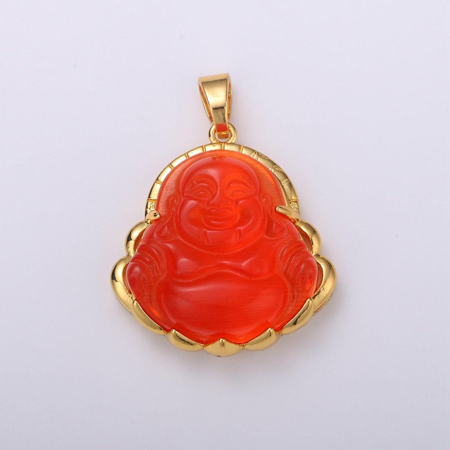 Dainty gold buddha pendant for necklace laughing buddha charm tiger eye buddha pendant