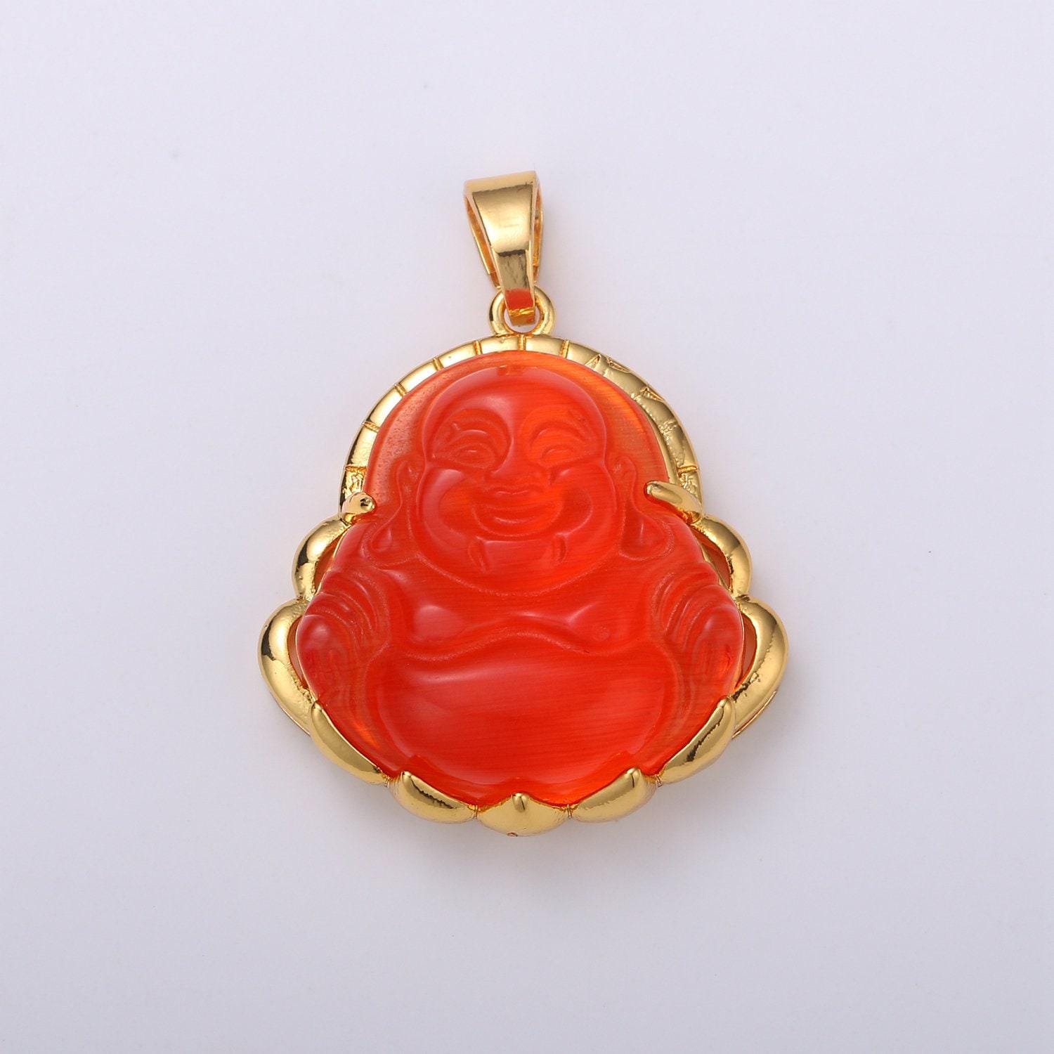 Dainty gold buddha pendant for necklace laughing buddha charm tiger eye buddha pendant