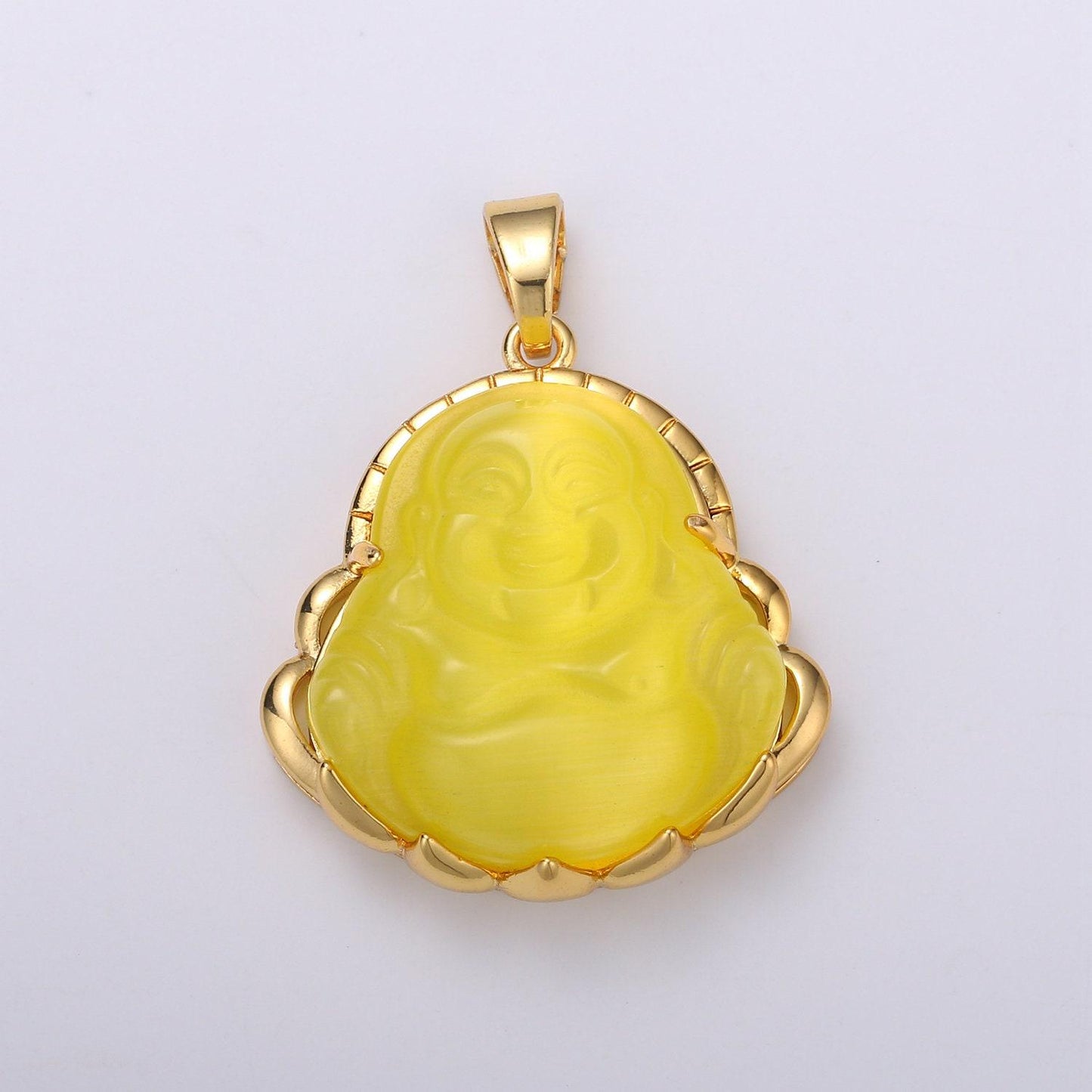 Dainty gold buddha pendant for necklace laughing buddha charm tiger eye buddha pendant