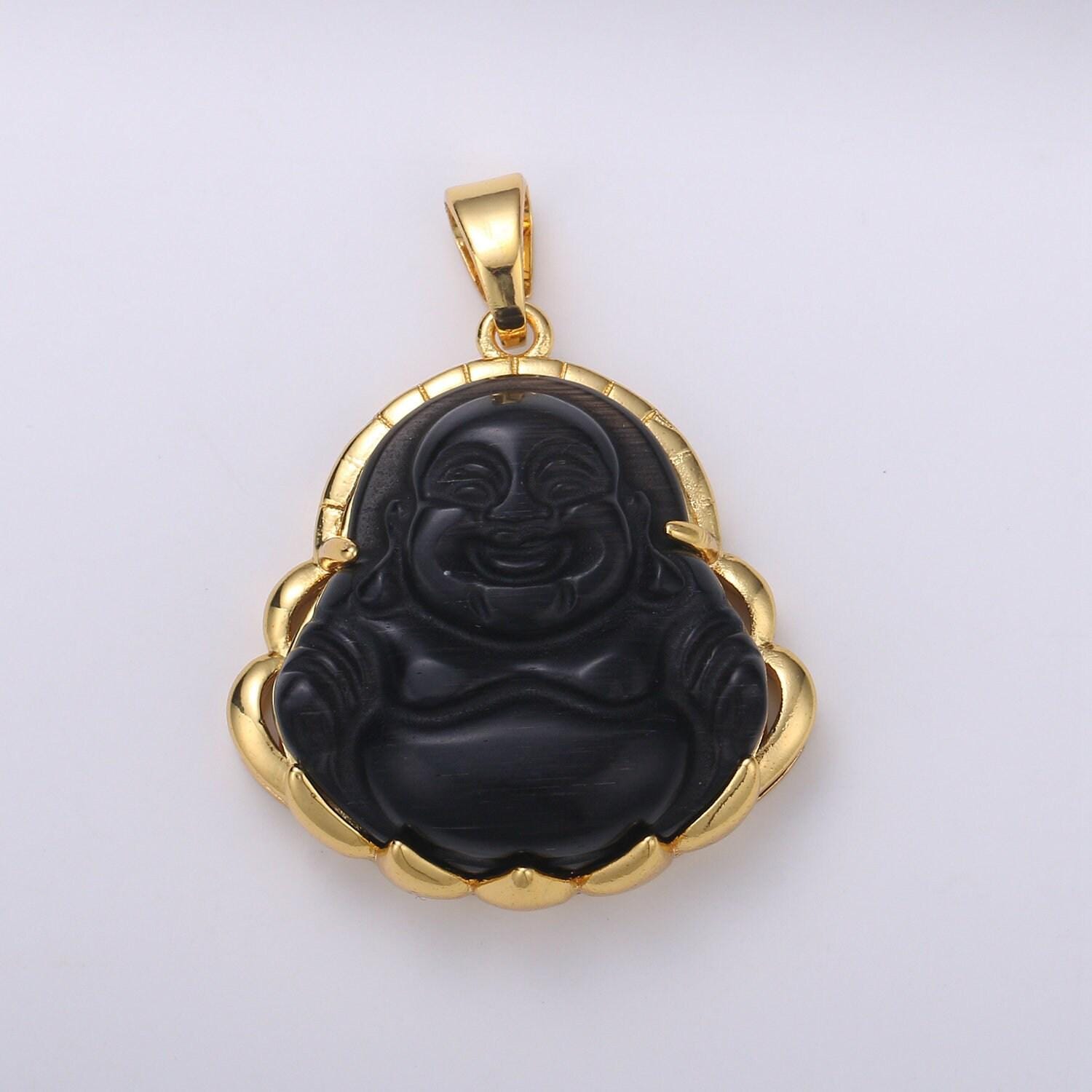 Dainty gold buddha pendant for necklace laughing buddha charm tiger eye buddha pendant