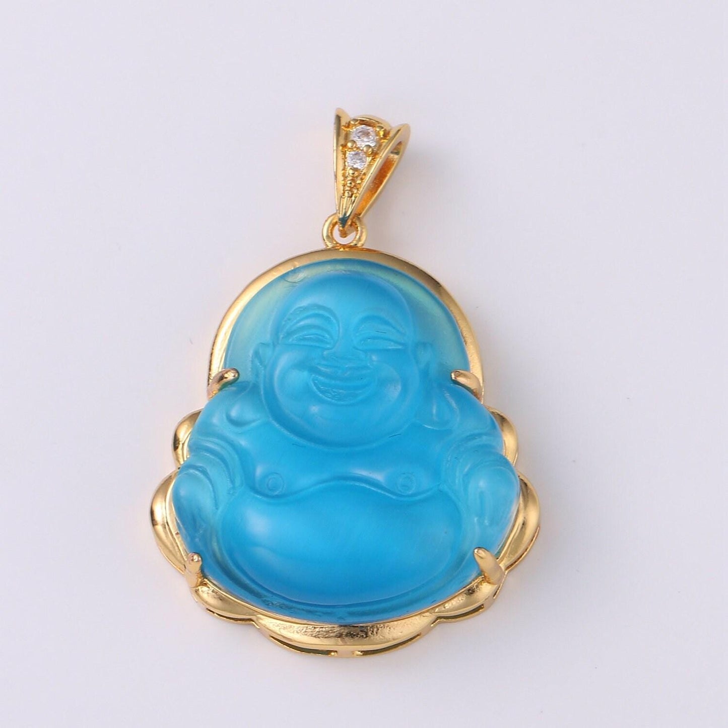 1x gold buddha pendant laughing buddha buddhism religious jewelry making statement necklace jewelry making supply a-247-ah257, o155