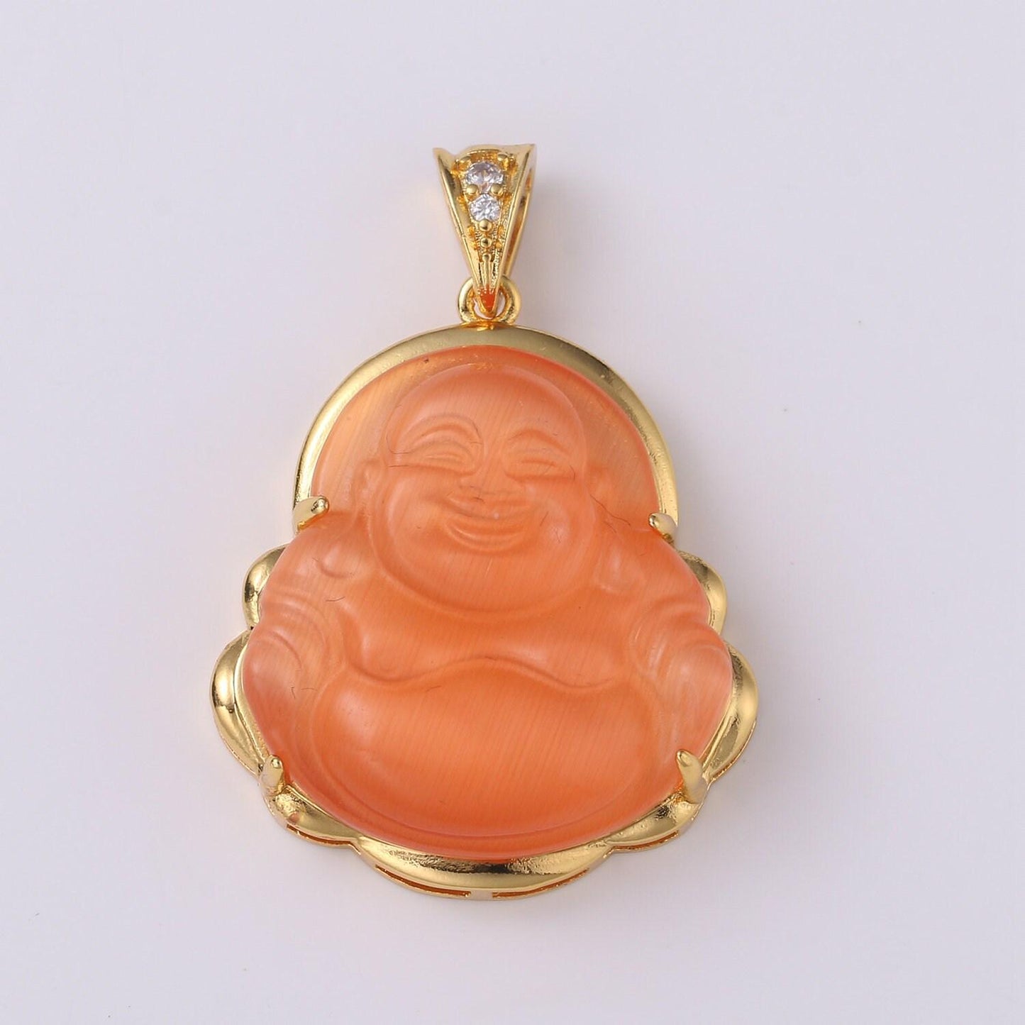 1x gold buddha pendant laughing buddha buddhism religious jewelry making statement necklace jewelry making supply a-247-ah257, o155