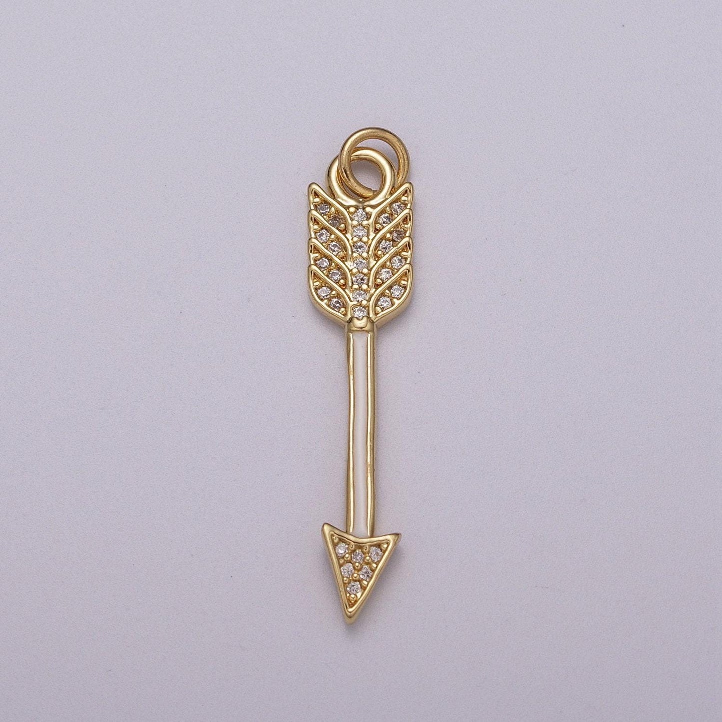 Dainty gold arrow charm enamel white, green, black mini arrow pendant micro pave charm for bracelet earring necklace making, m-912~m-914