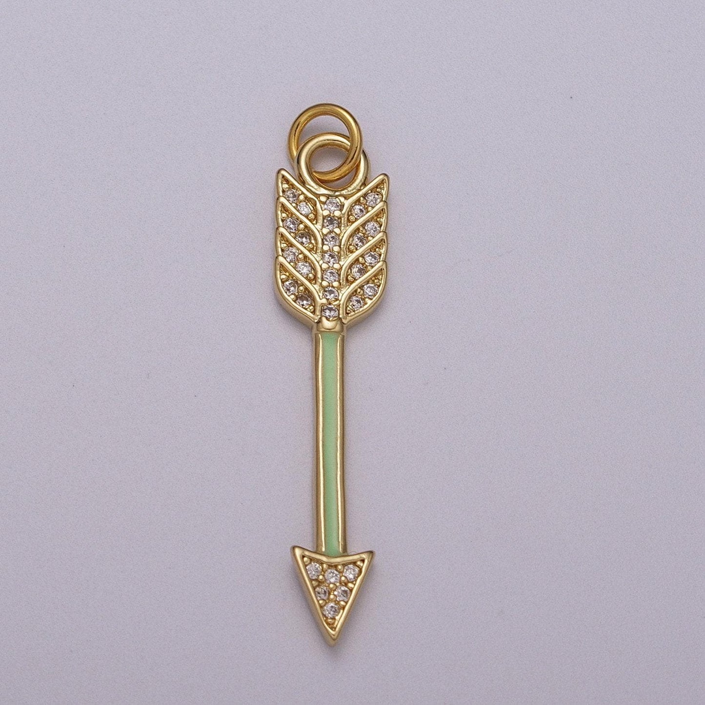 Dainty gold arrow charm enamel white, green, black mini arrow pendant micro pave charm for bracelet earring necklace making, m-912~m-914