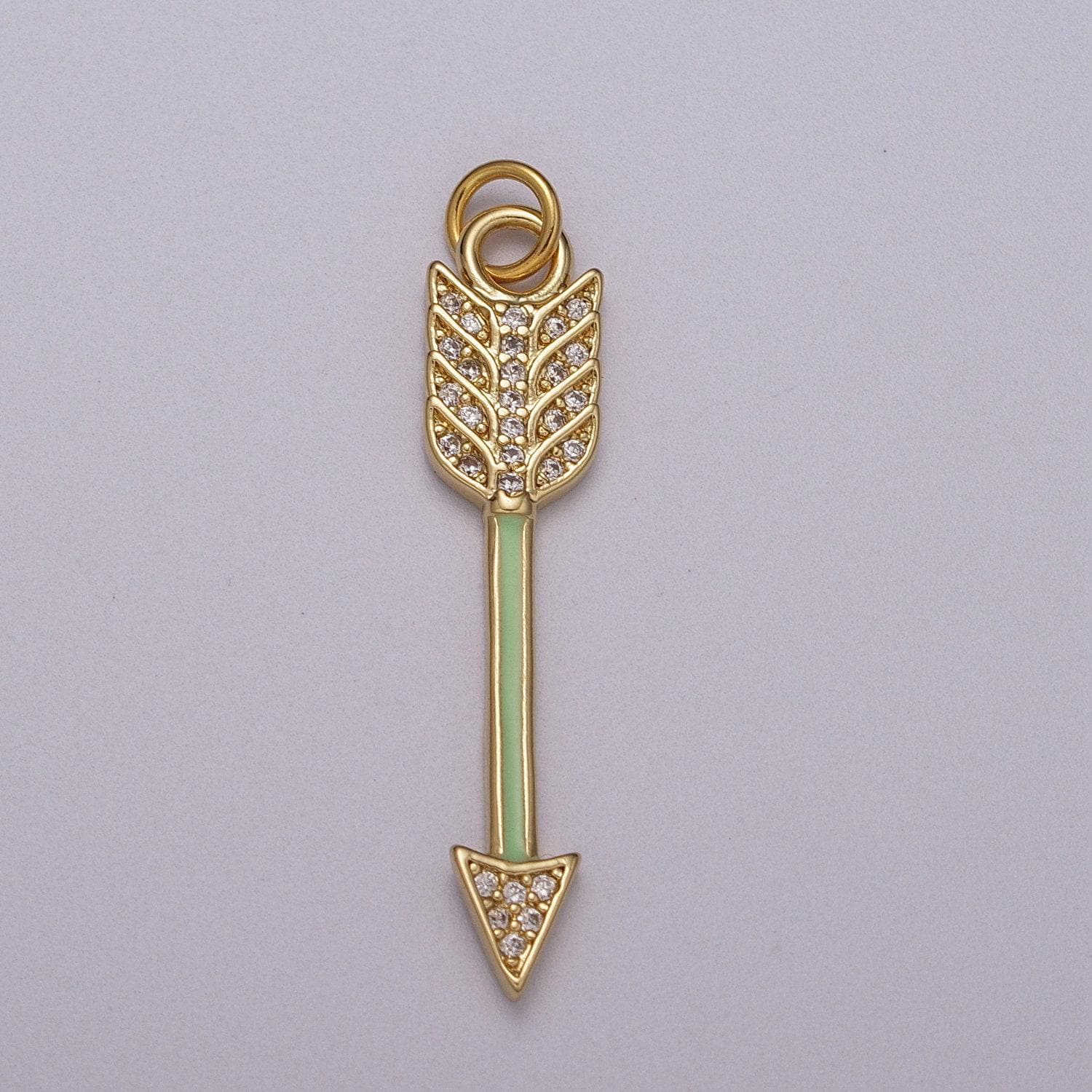 Dainty gold arrow charm enamel white, green, black mini arrow pendant micro pave charm for bracelet earring necklace making, m-912~m-914