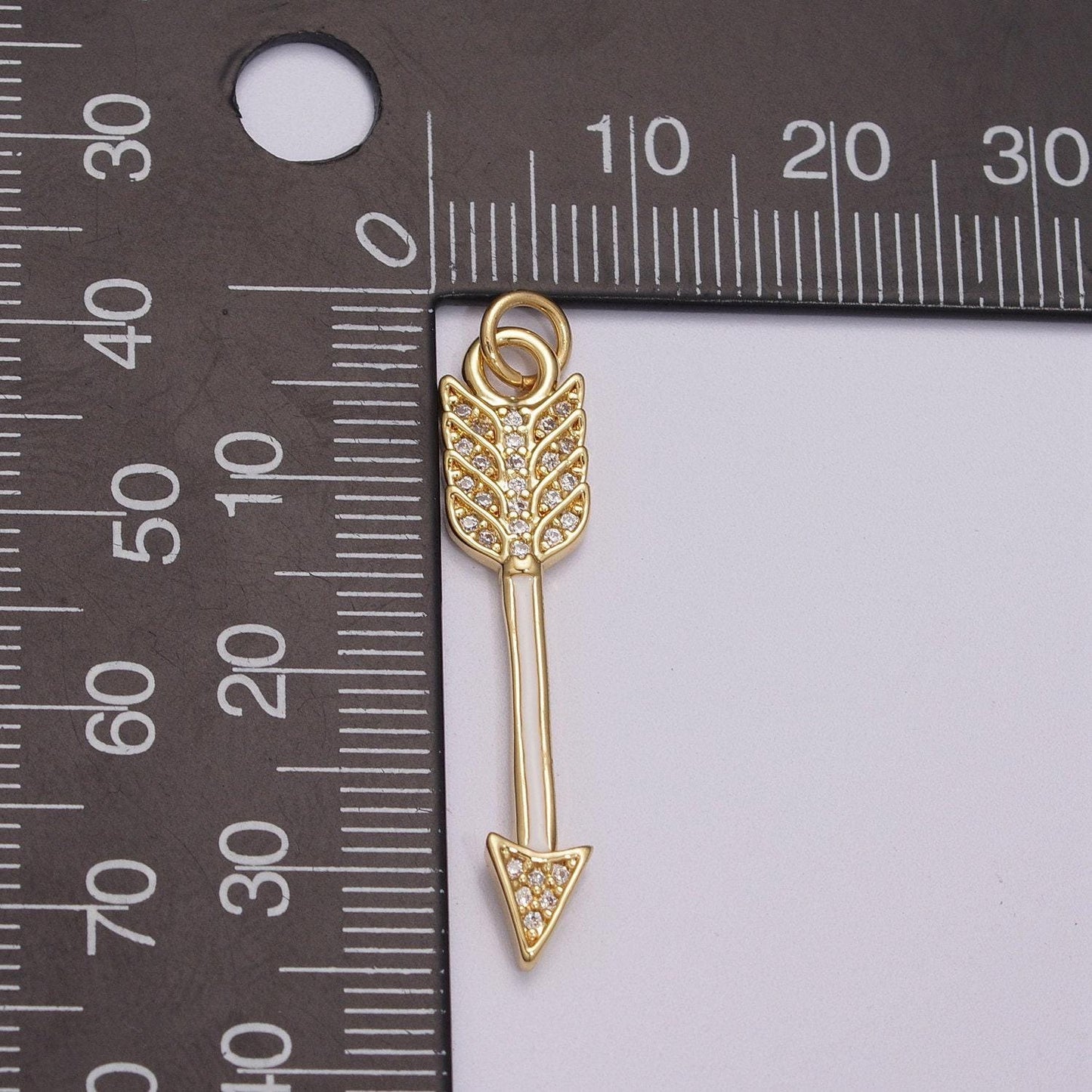 Dainty gold arrow charm enamel white, green, black mini arrow pendant micro pave charm for bracelet earring necklace making, m-912~m-914