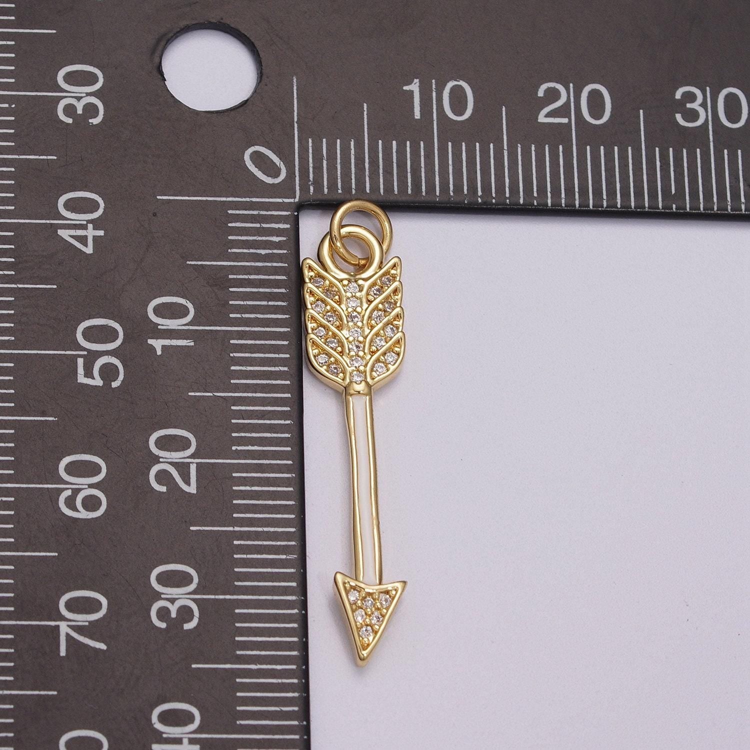 Dainty gold arrow charm enamel white, green, black mini arrow pendant micro pave charm for bracelet earring necklace making, m-912~m-914