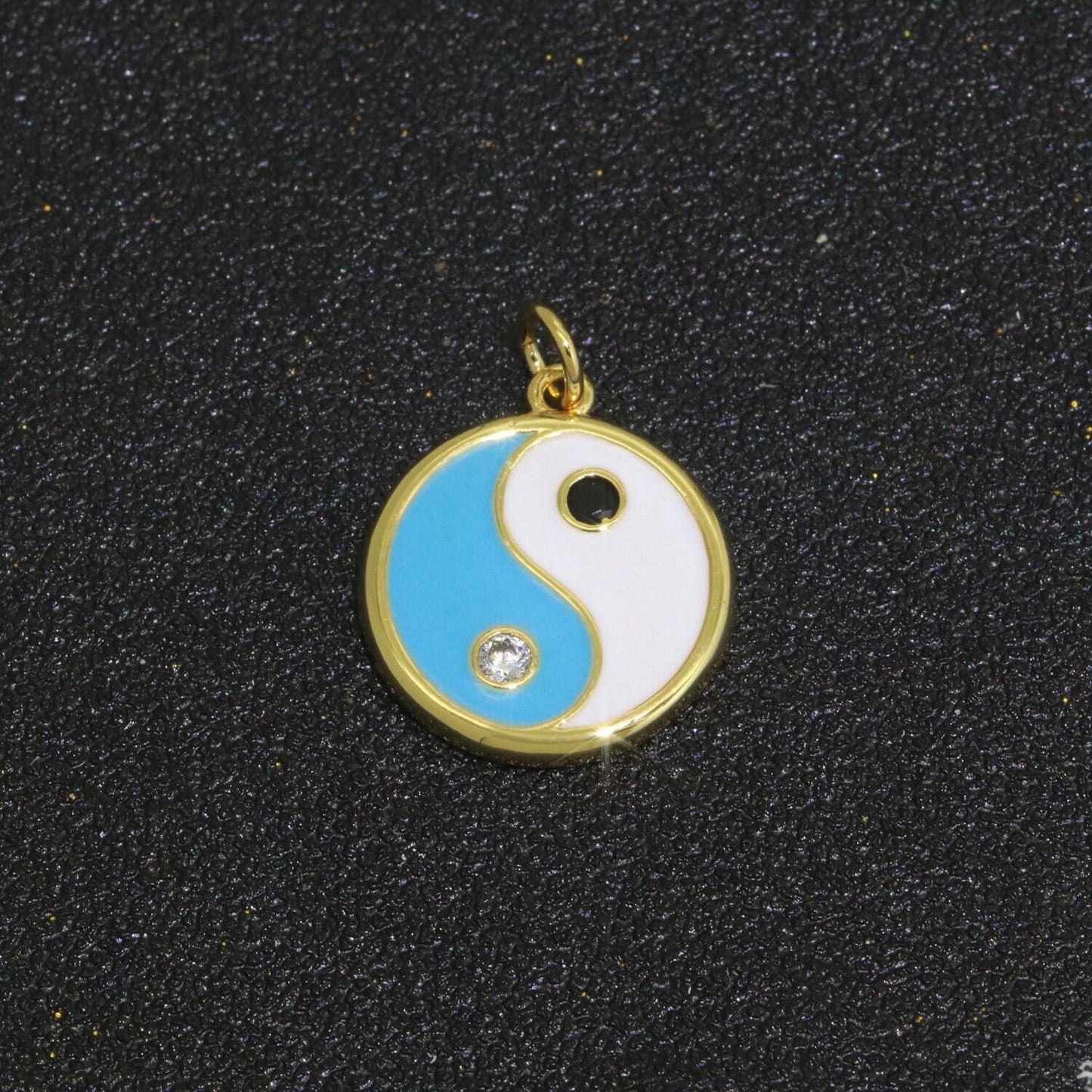 Colorful enamel yin yang charm circle pendant, 14k gold filled enamel y2k jewelry pendant, summer trend necklace earring bracelet charm