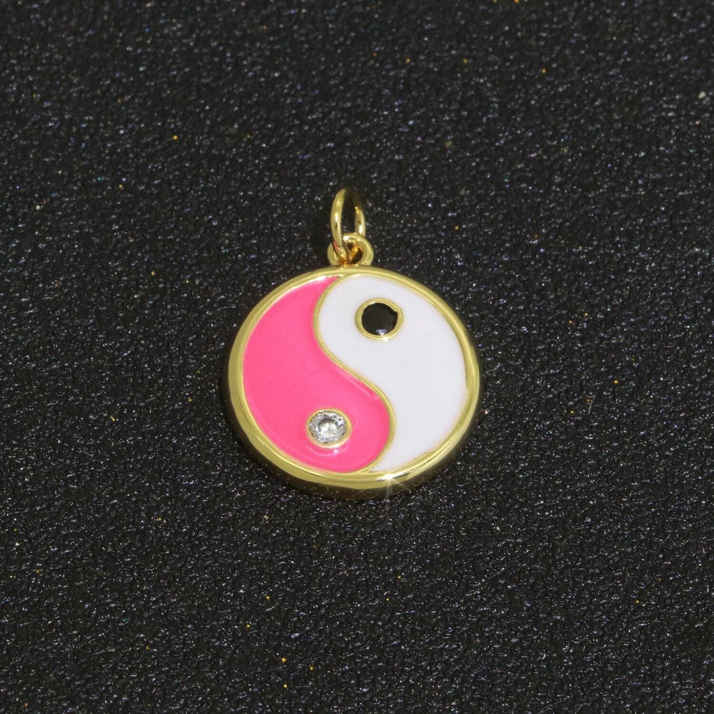 Colorful enamel yin yang charm circle pendant, 14k gold filled enamel y2k jewelry pendant, summer trend necklace earring bracelet charm