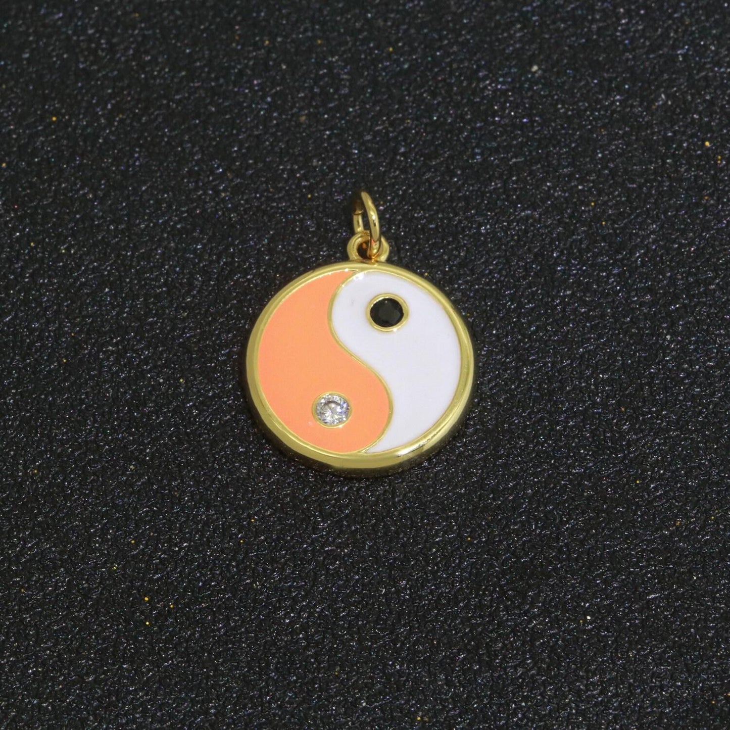Colorful enamel yin yang charm circle pendant, 14k gold filled enamel y2k jewelry pendant, summer trend necklace earring bracelet charm