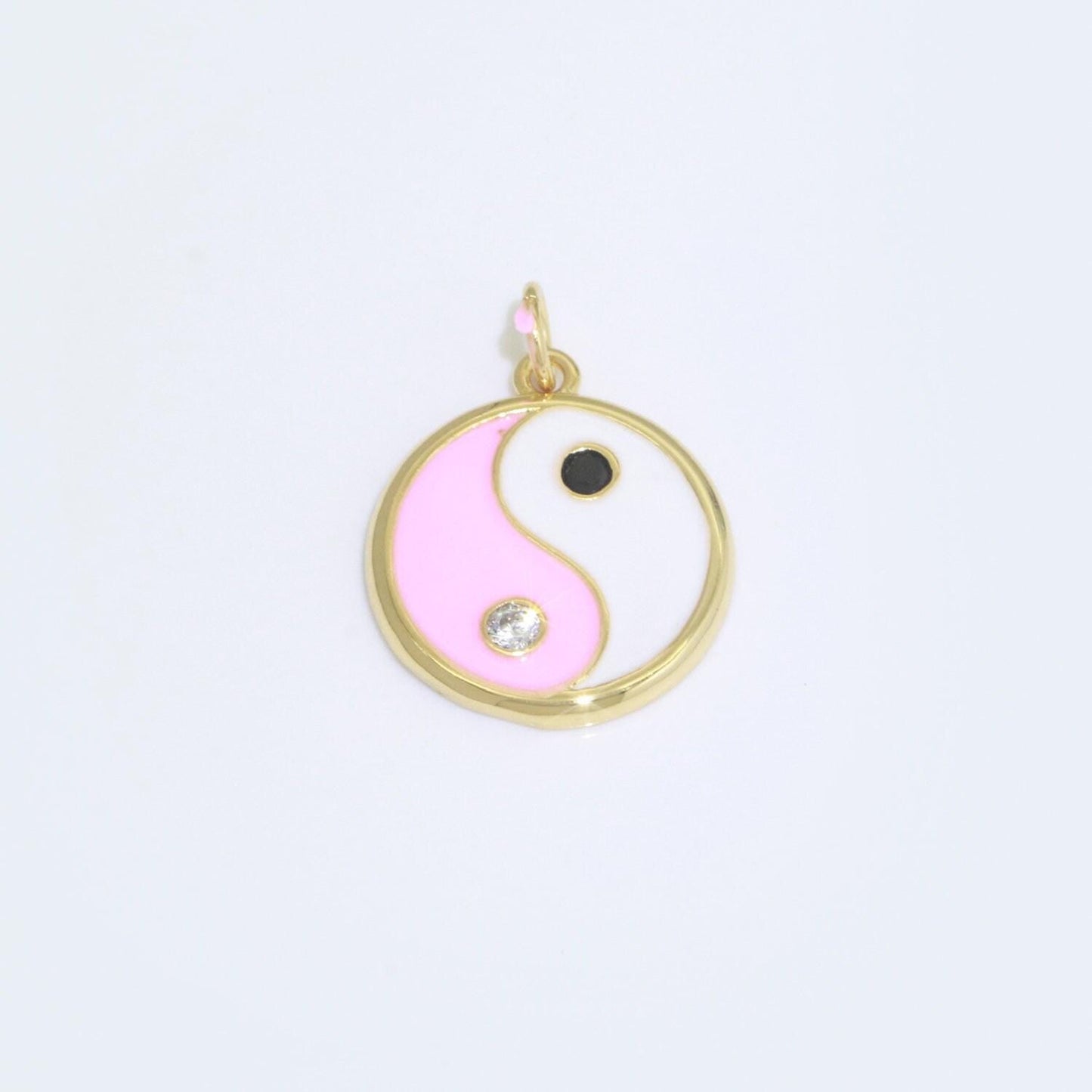 Colorful enamel yin yang charm circle pendant, 14k gold filled enamel y2k jewelry pendant, summer trend necklace earring bracelet charm