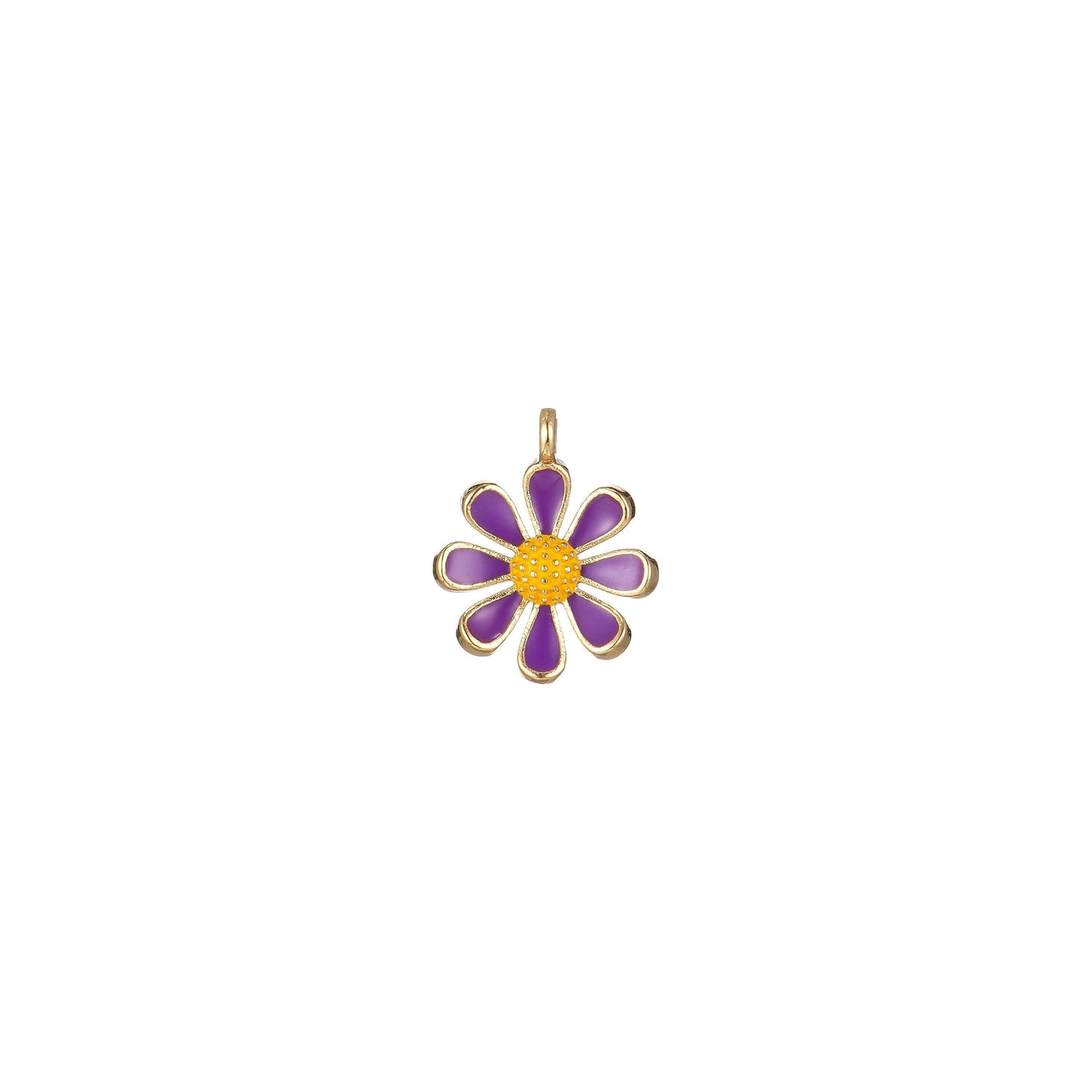 14k gold filled daisy flower shape pendant daisy flower charm colorful enamel pendant white black pink green purple teal yellow, 2264