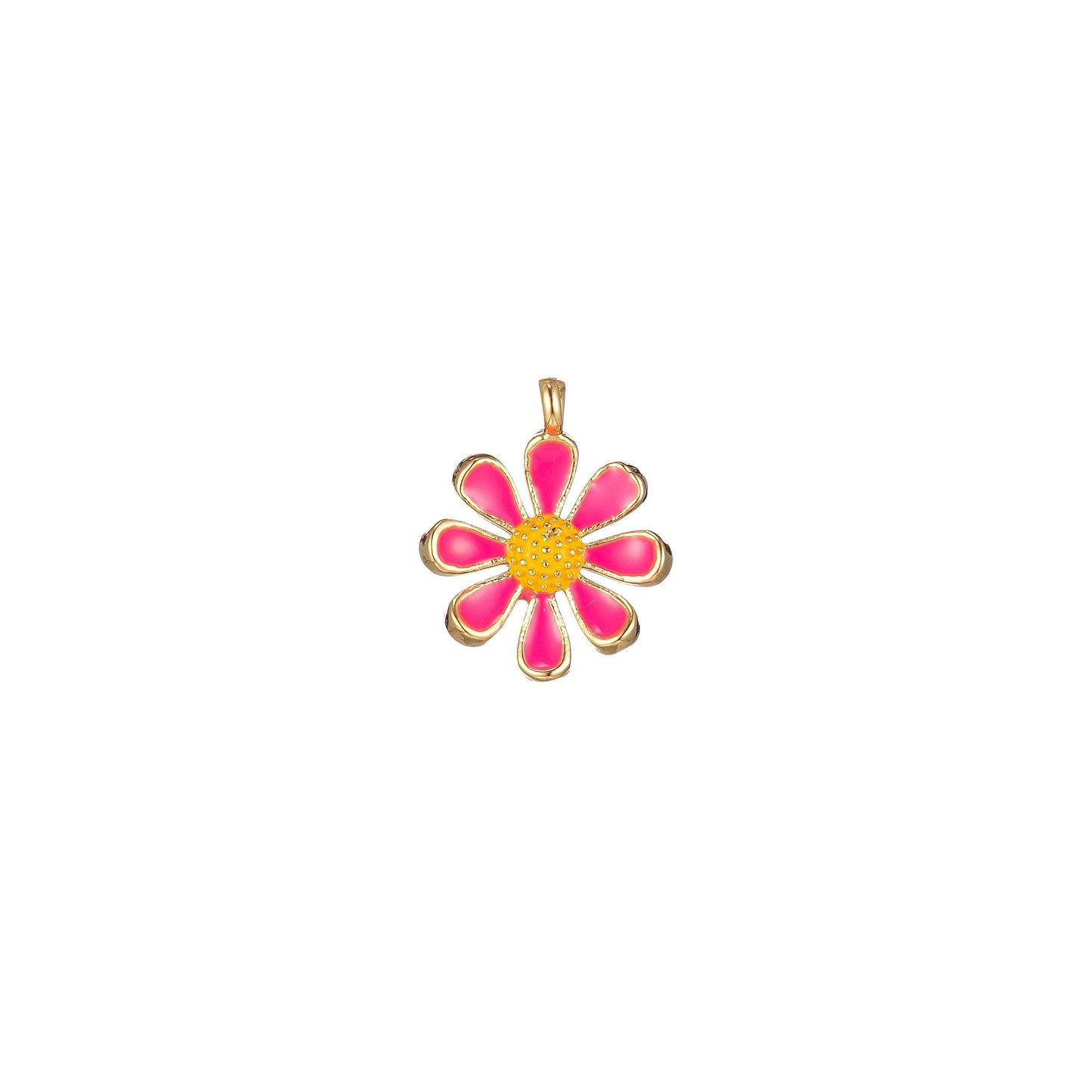 Dainty colorful daisy flower shape pendant, 14kgold filled daisy flower charm,enamel pendant white black pink green purple teal yellow,m-220